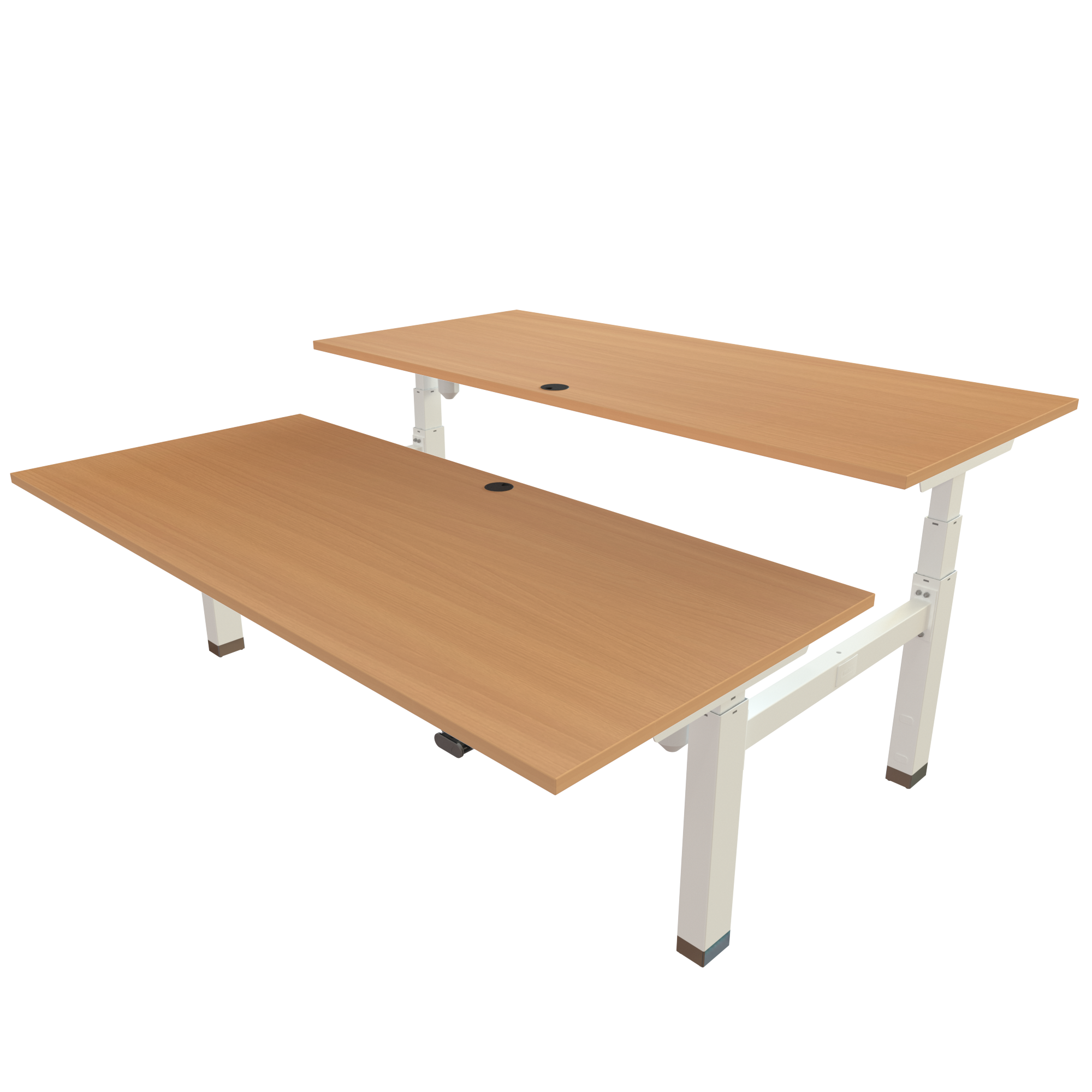 Ergonomic desk | 180x80 cm | Beech with white frame