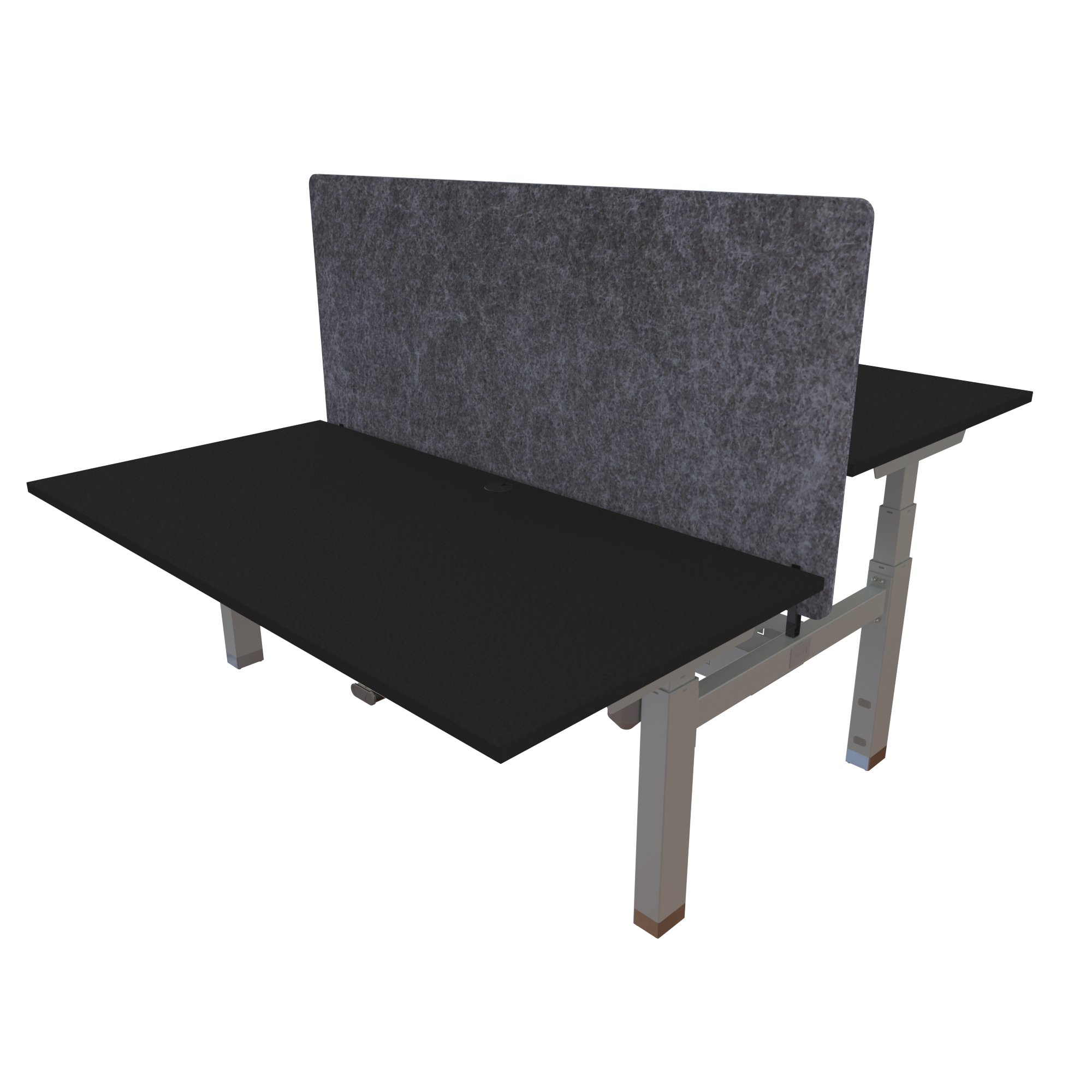 Ergonomic desk | 160x80 cm | Black  with silver frame