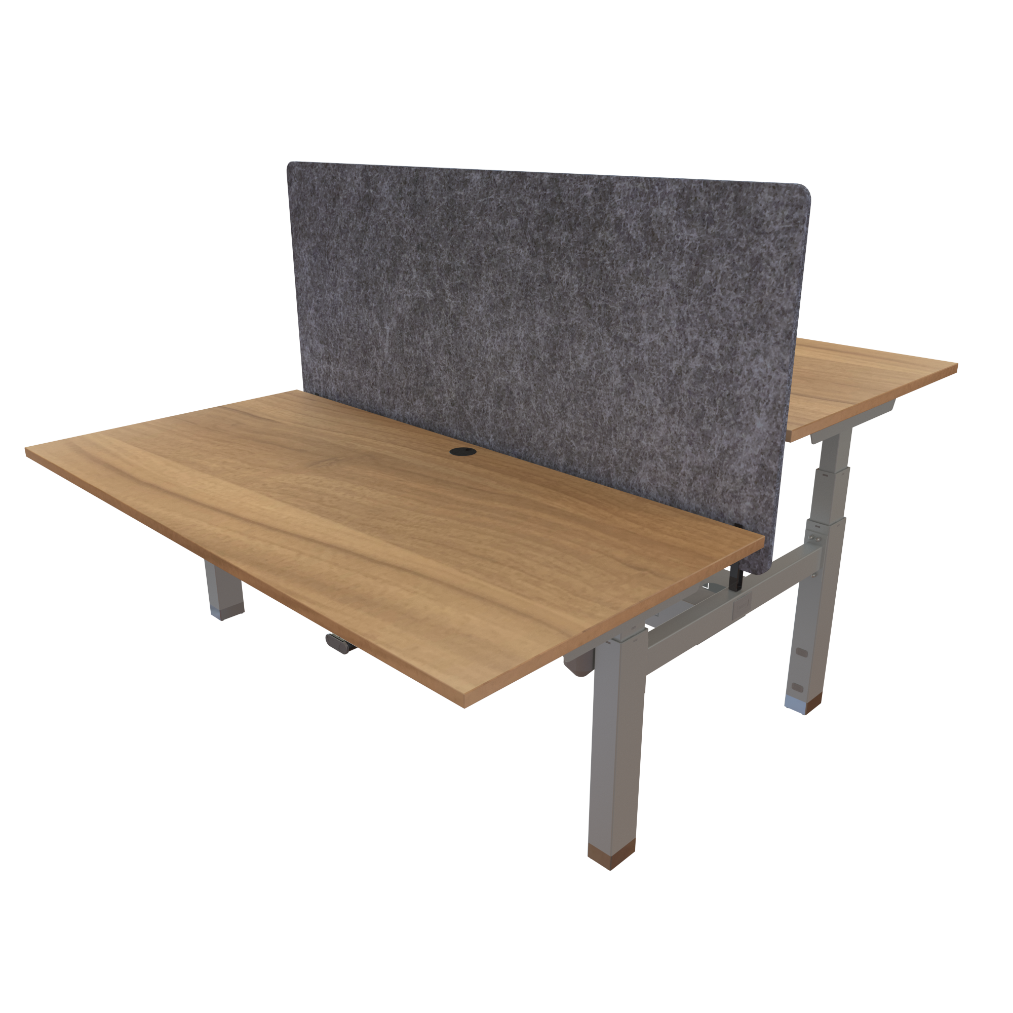 Ergonomic desk | 160x80 cm | Walnut with silver frame