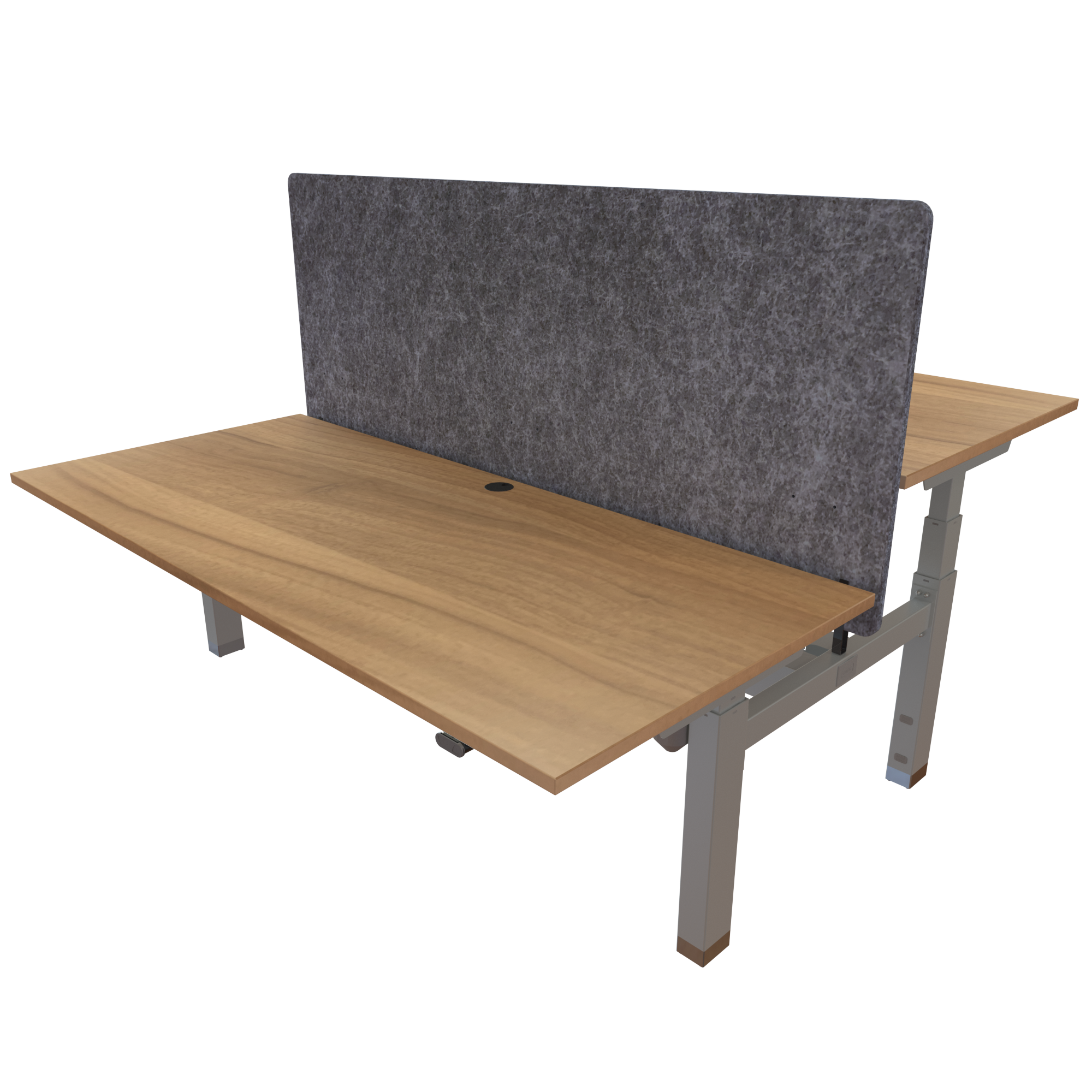 Ergonomic desk | 180x80 cm | Walnut with silver frame