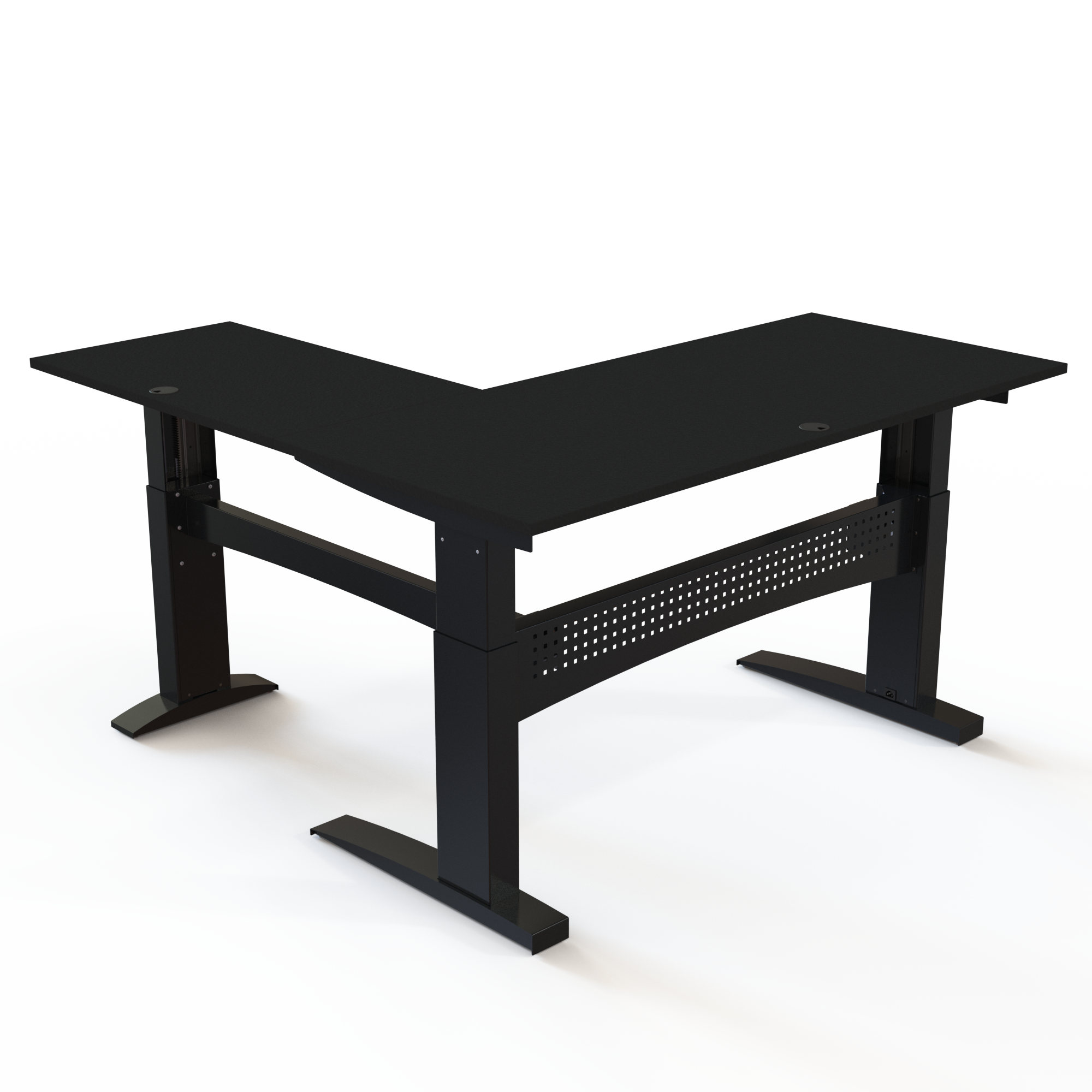 Ergonomic desk | 180x180 cm | Black  with black frame