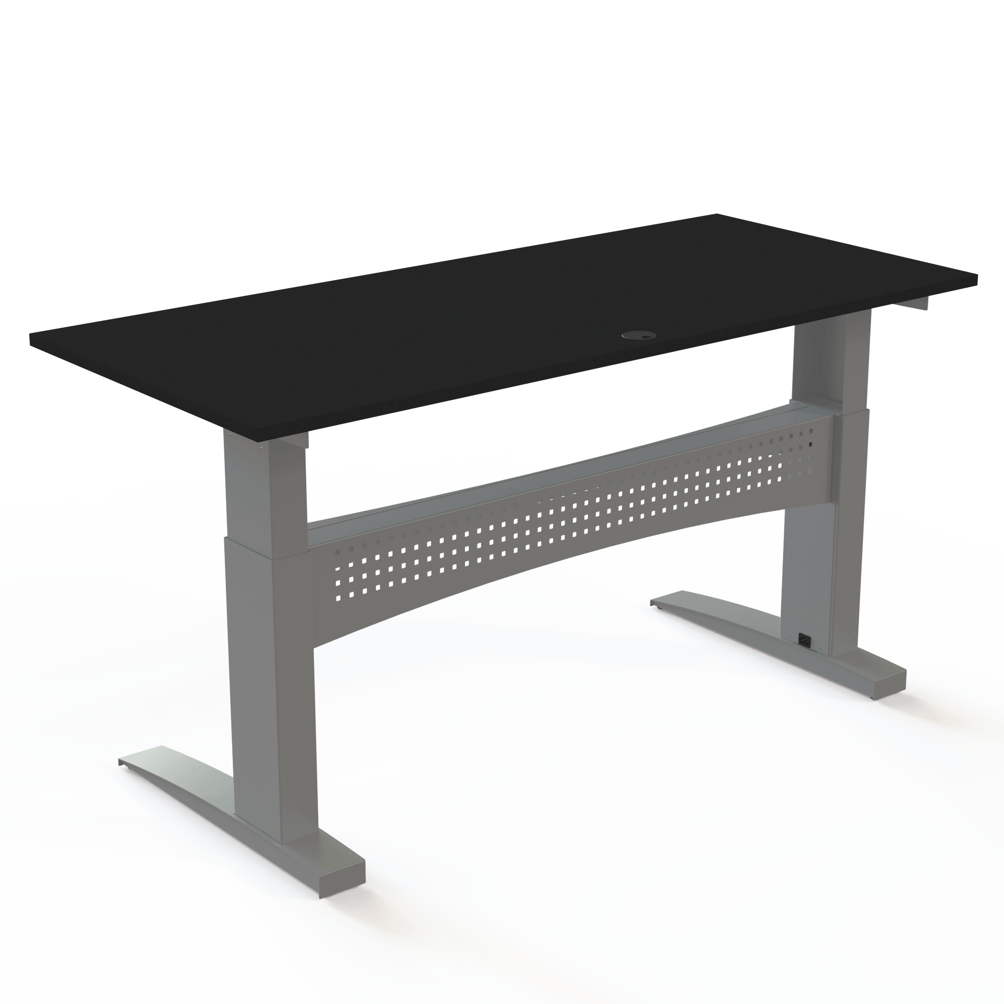 Ergonomic desk | 180x80 cm | Black  with silver frame