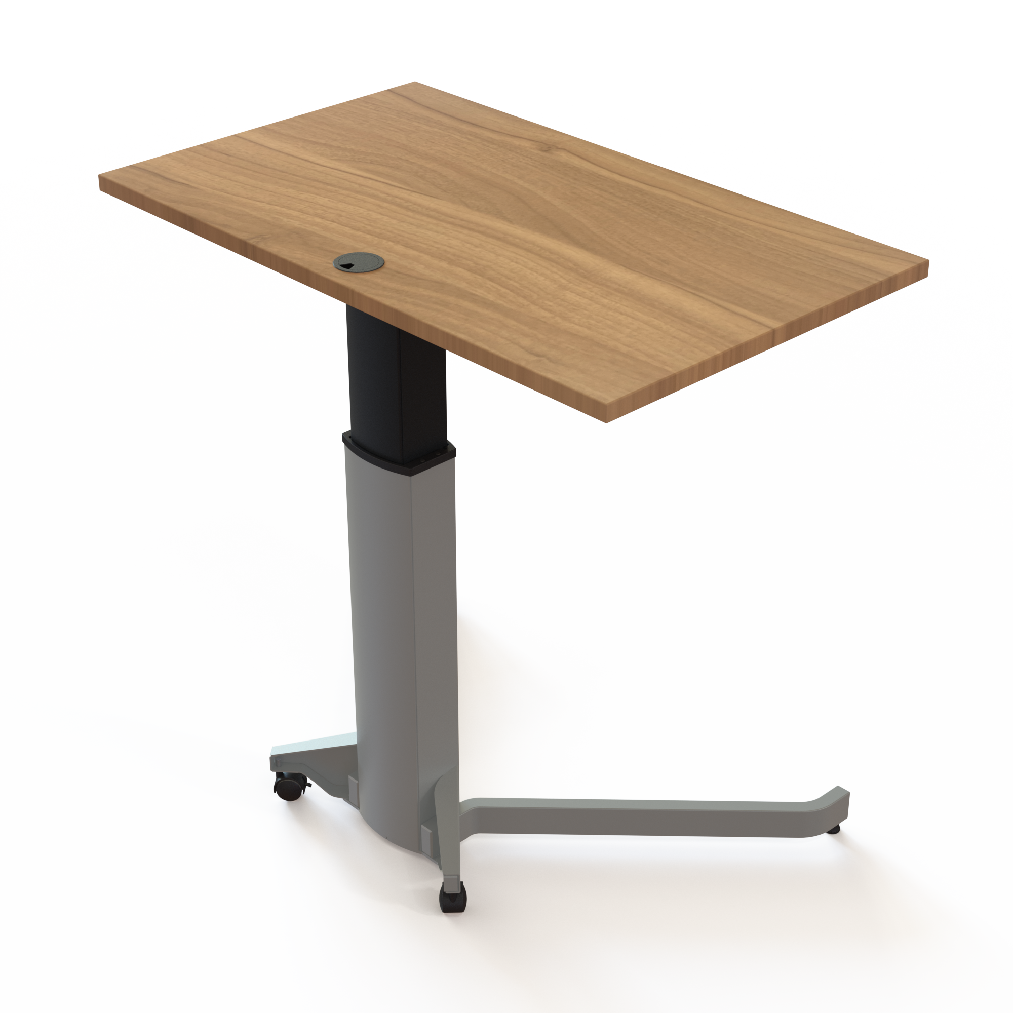 Electric Adjustable Desk | 100x60 cm | Walnut with silver frame