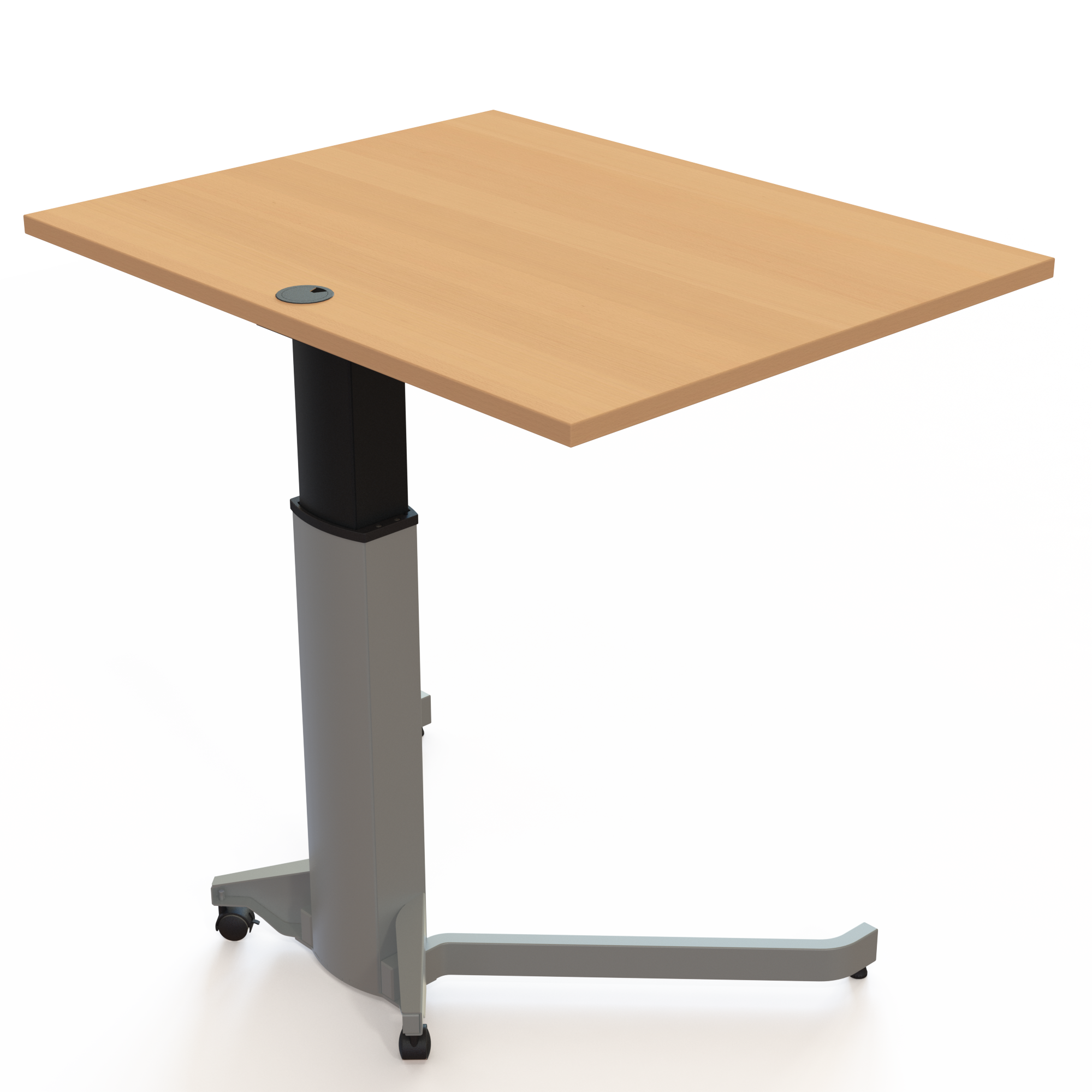 Electric Adjustable Desk | 100x80 cm | Beech with silver frame