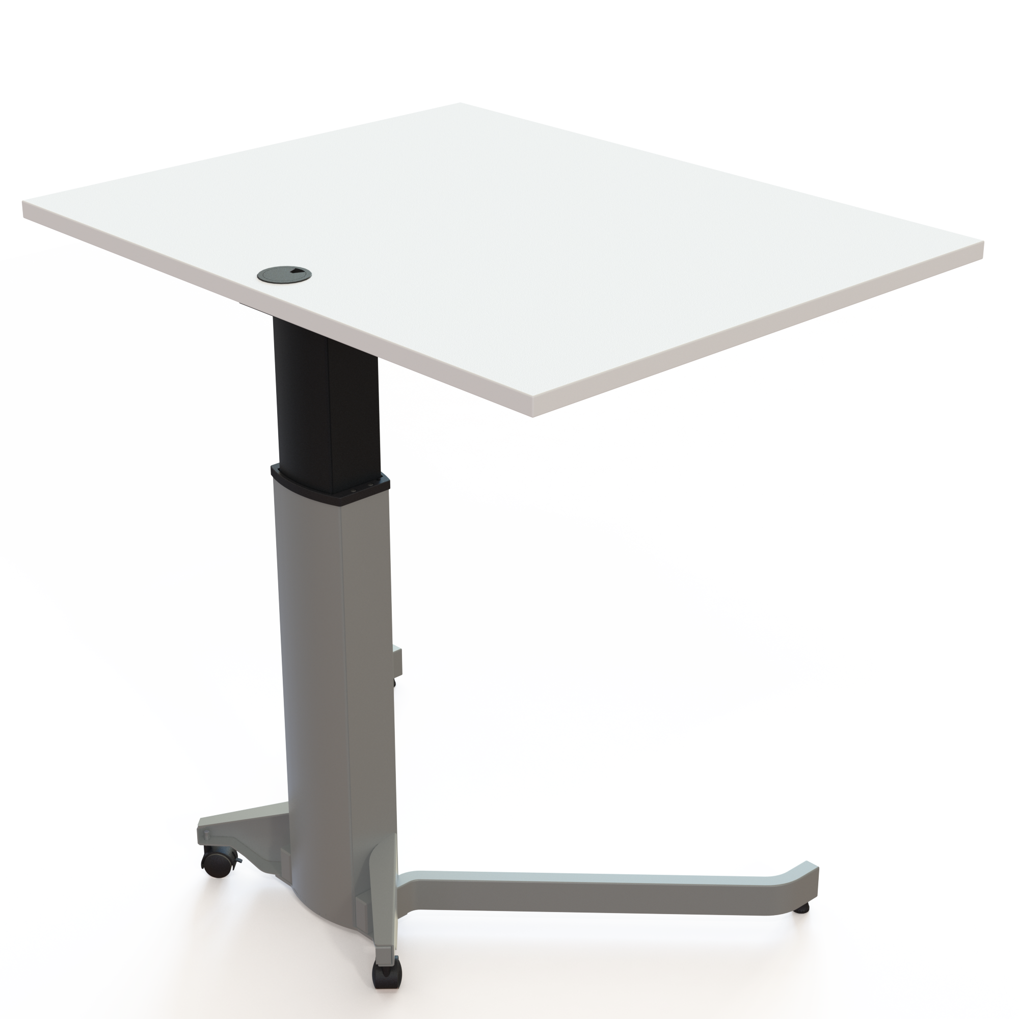 Electric Adjustable Desk | 100x80 cm | White with silver frame