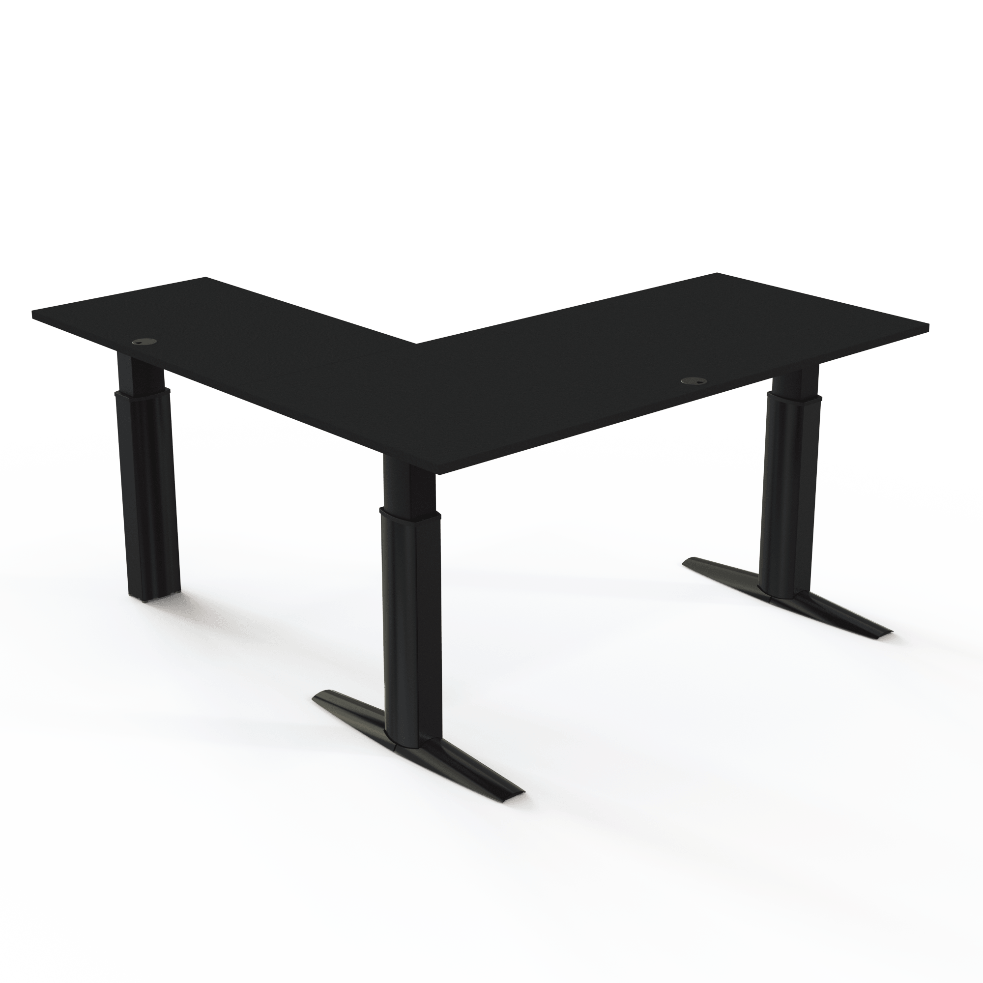 Ergonomic desk | 180x180 cm | Black  with black frame