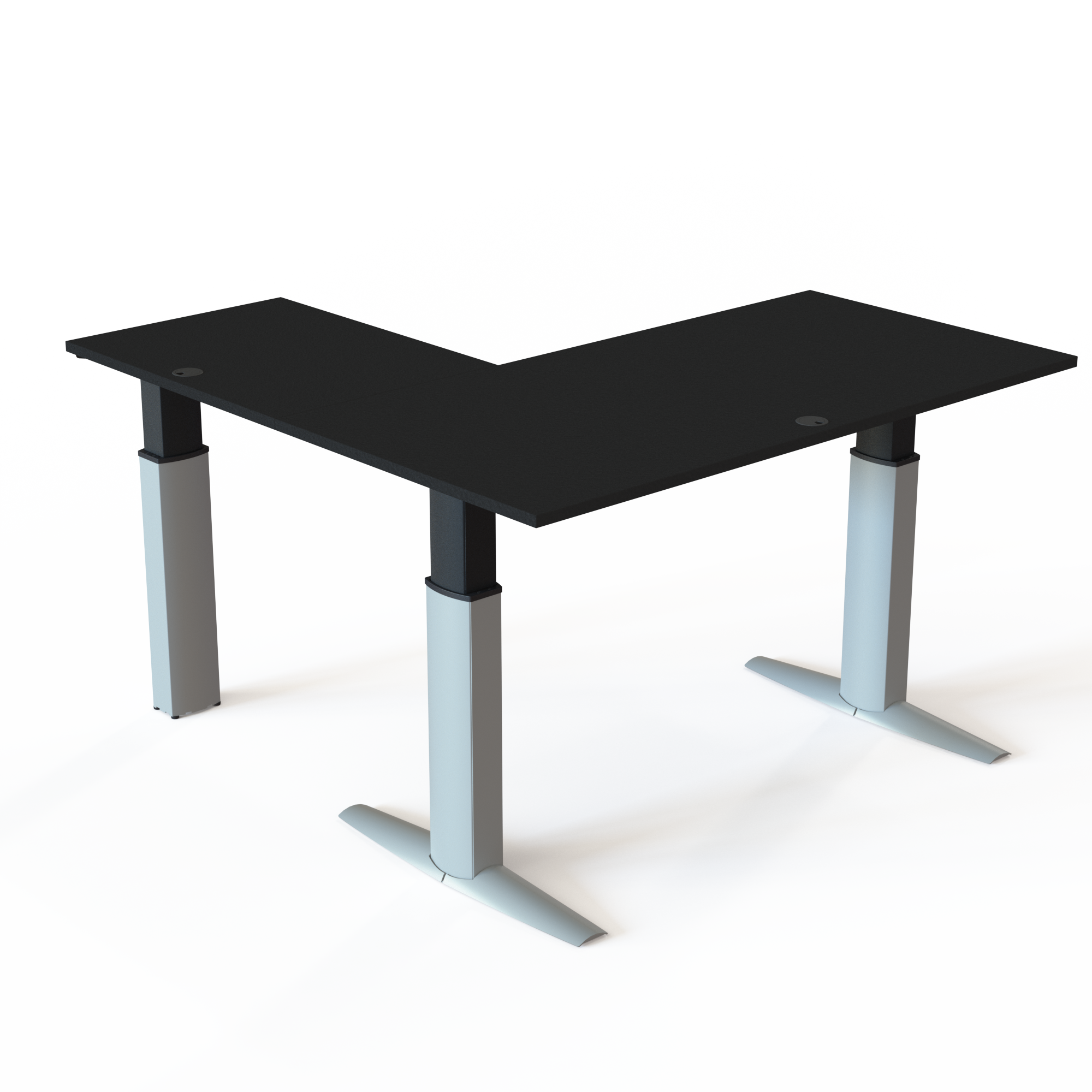 Electric Adjustable Desk | 160x160 cm | Black  with silver frame