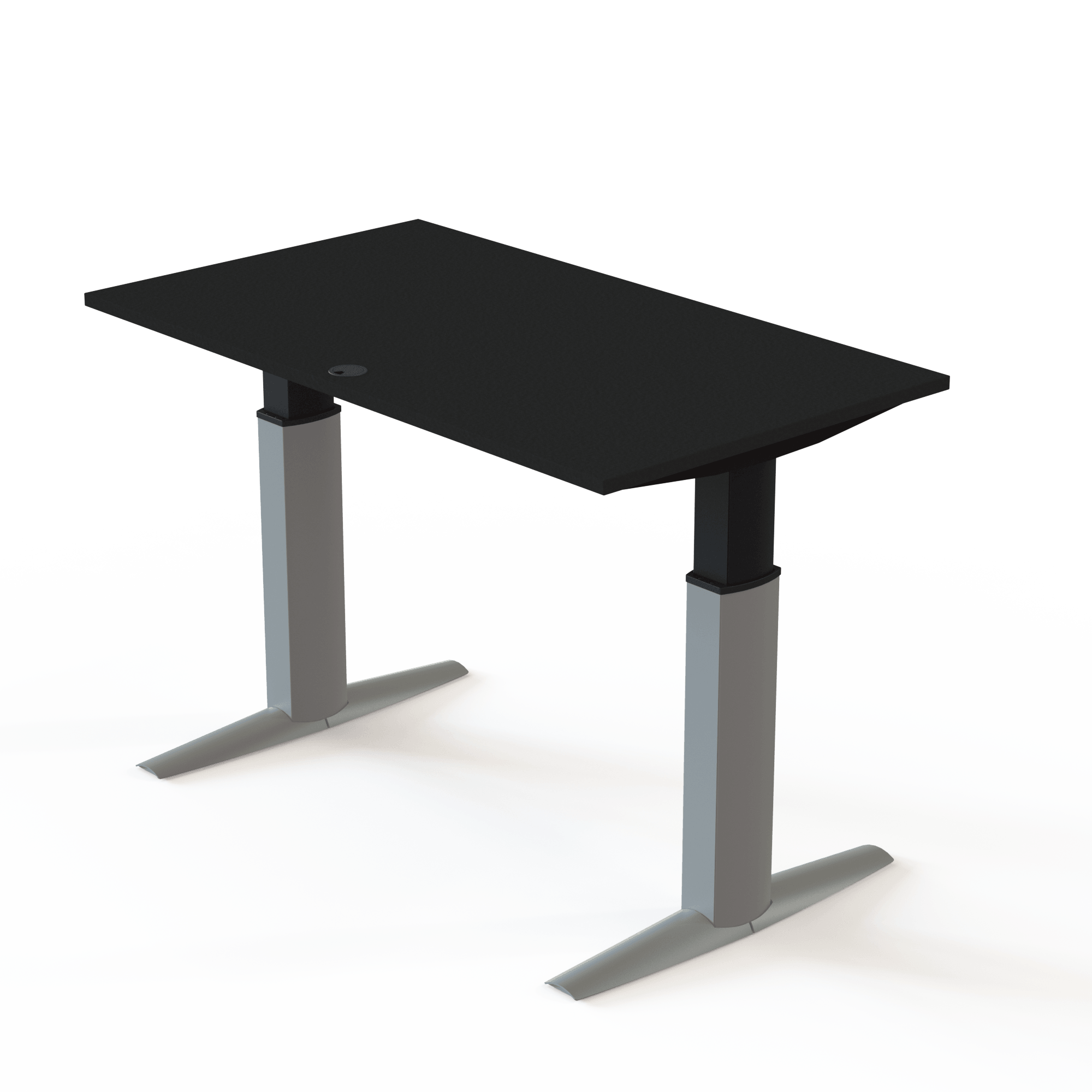 Ergonomic desk | 140x80 cm | Black  with silver frame