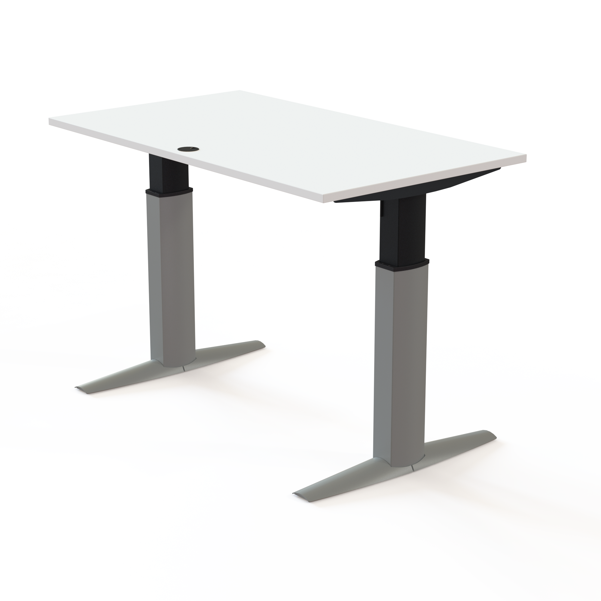 Electric Adjustable Desk | 140x80 cm | White with silver frame