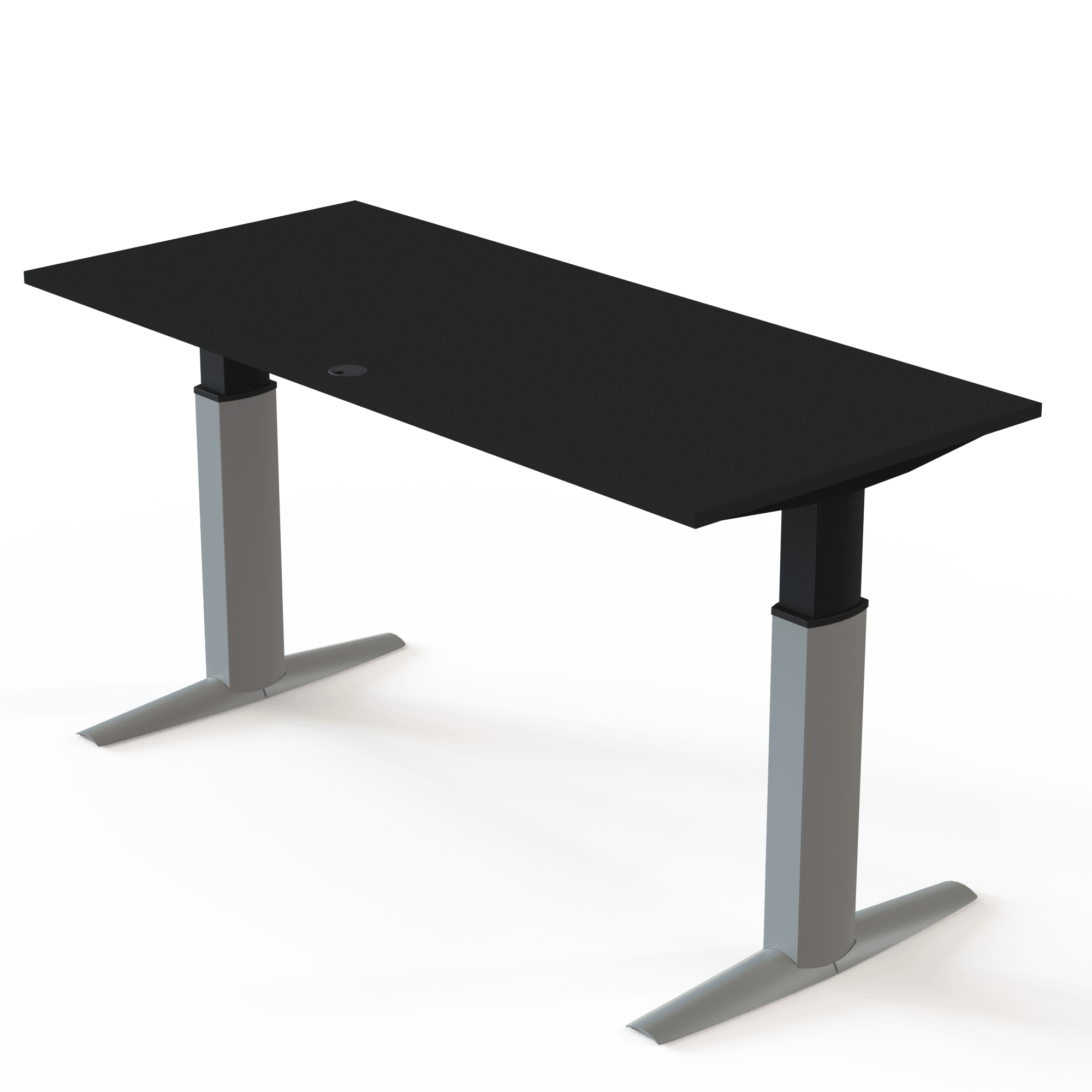 Ergonomic desk | 180x80 cm | Black  with silver frame