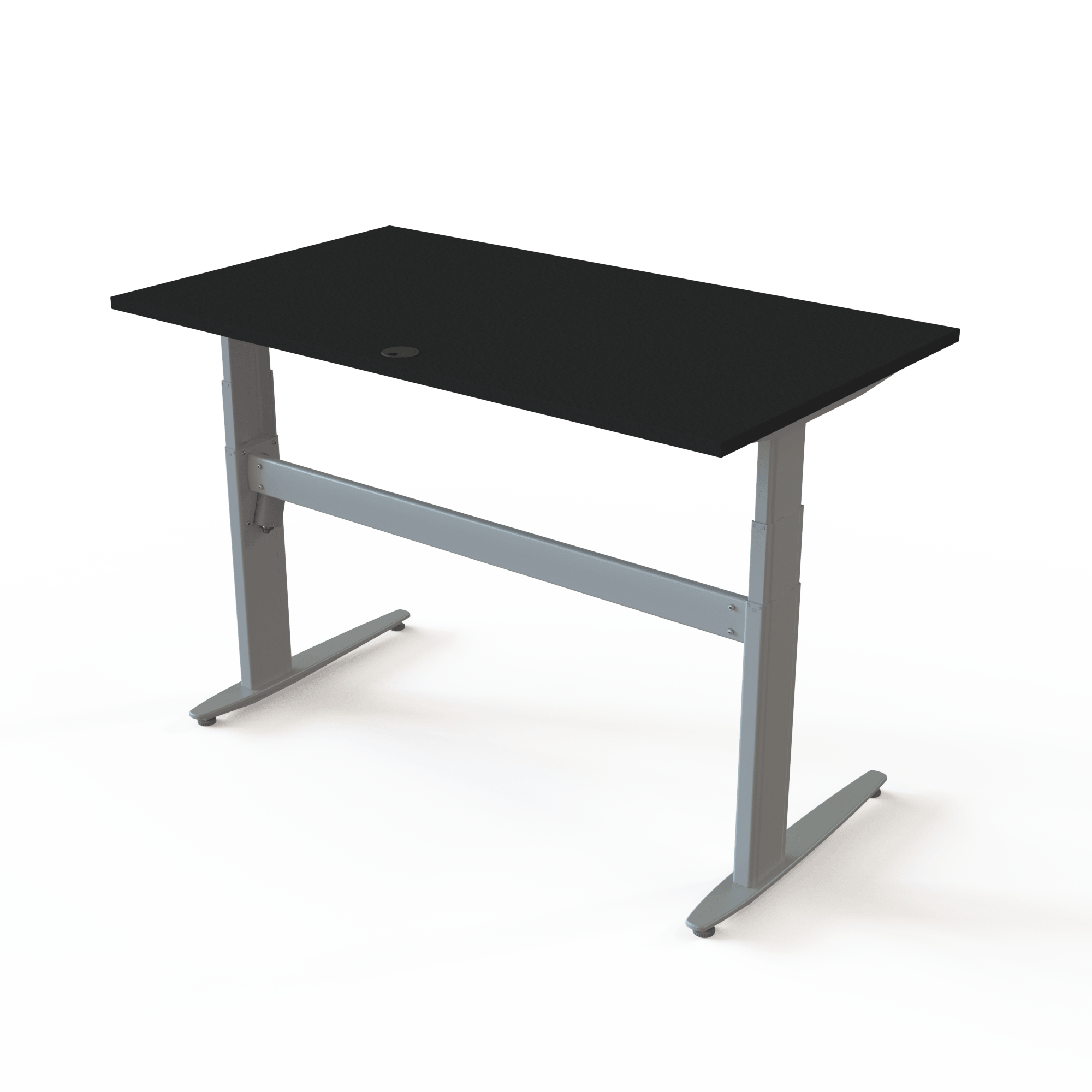 Ergonomic desk | 140x80 cm | Black  with silver frame