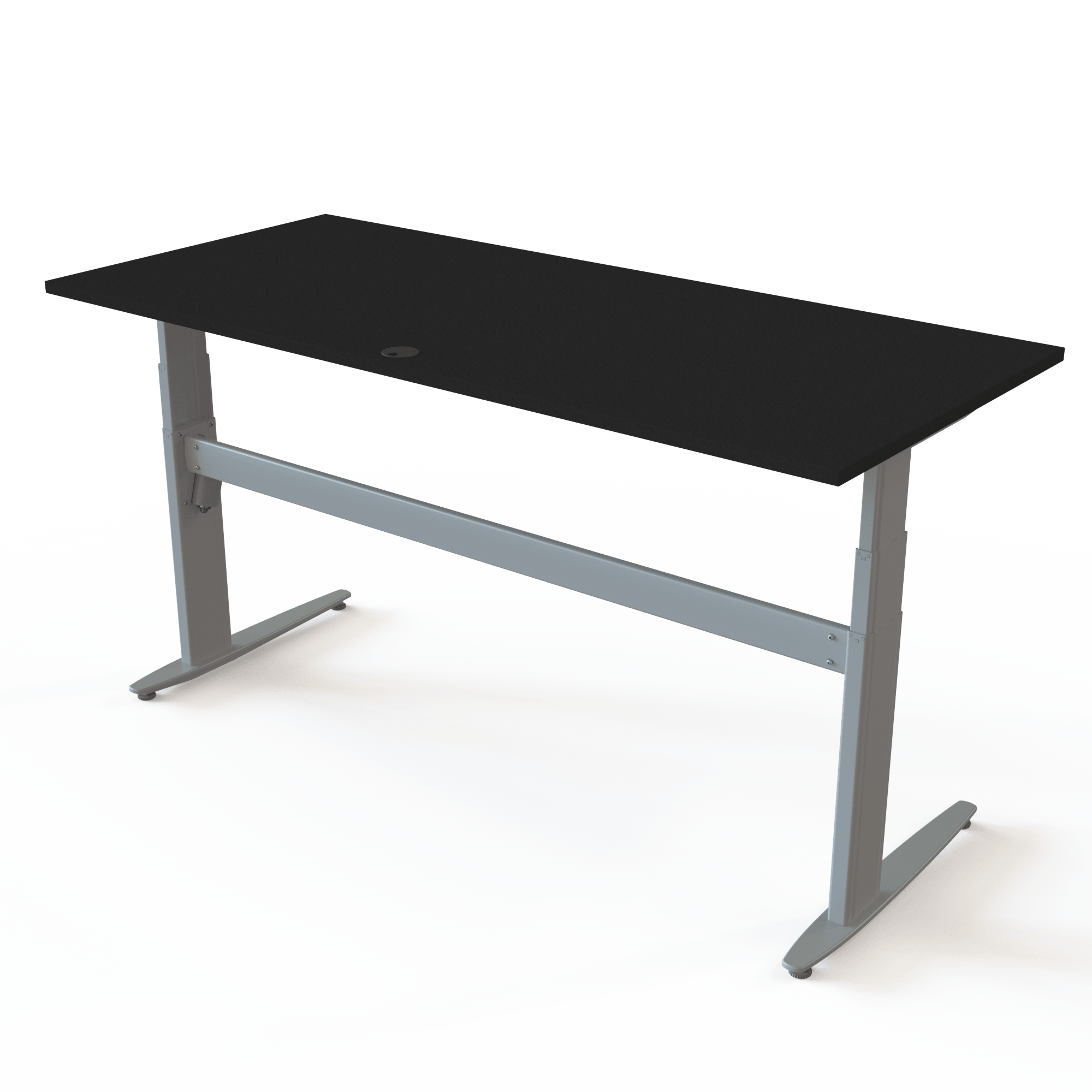 Ergonomic desk | 180x80 cm | Black  with silver frame