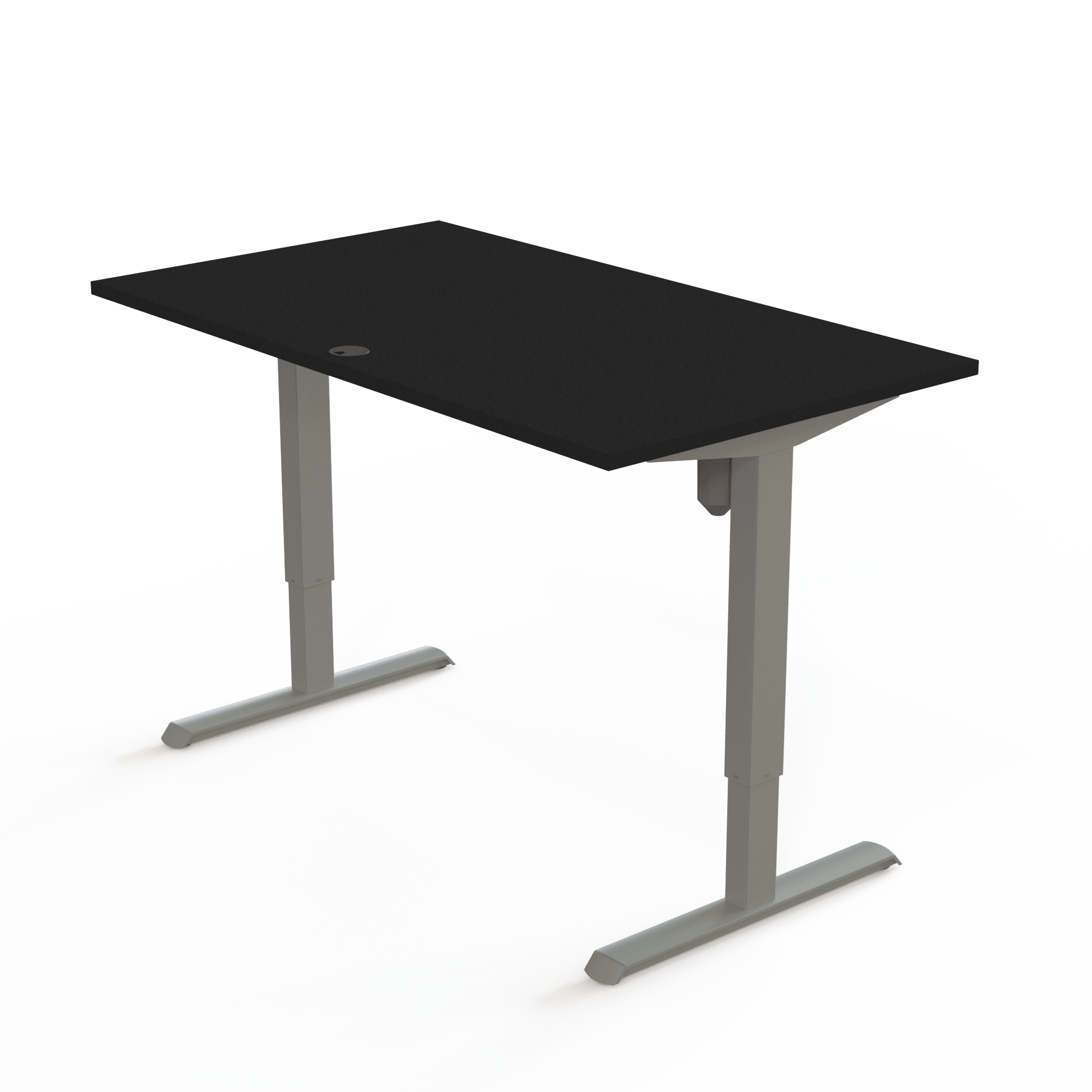 Ergonomic desk | 140x80 cm | Black  with silver frame