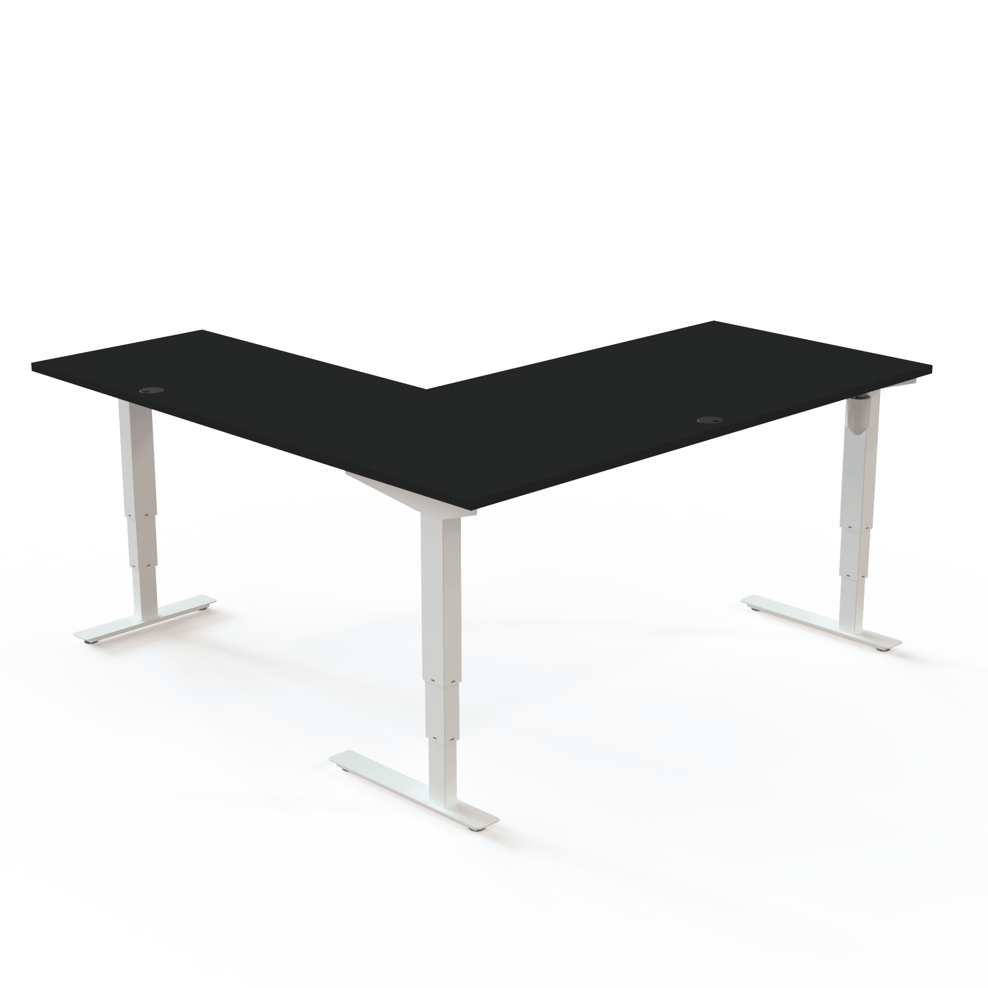 Ergonomic desk | 180x180 cm | Black  with white frame