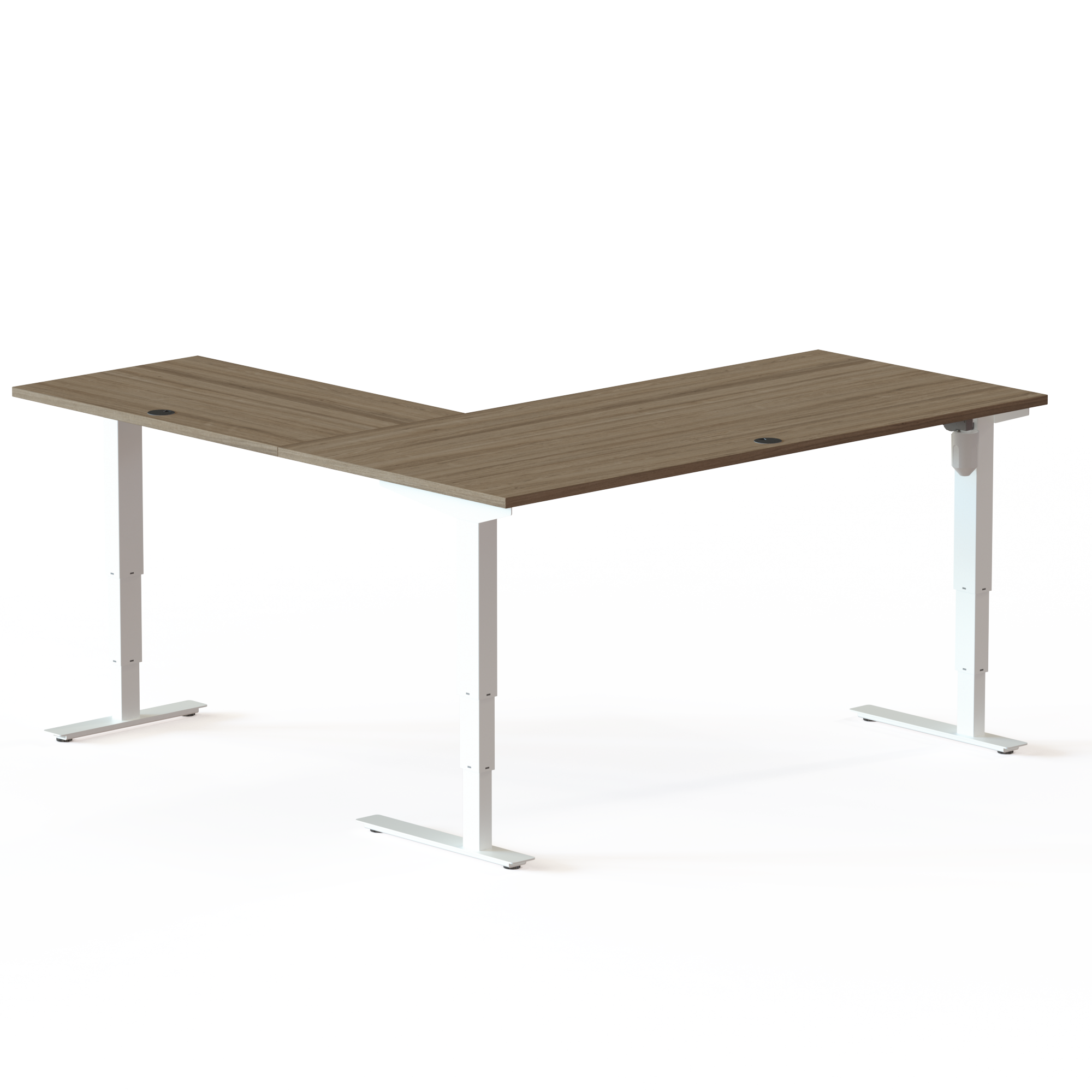 Electric Adjustable Desk | 180x180 cm | Walnut with white frame