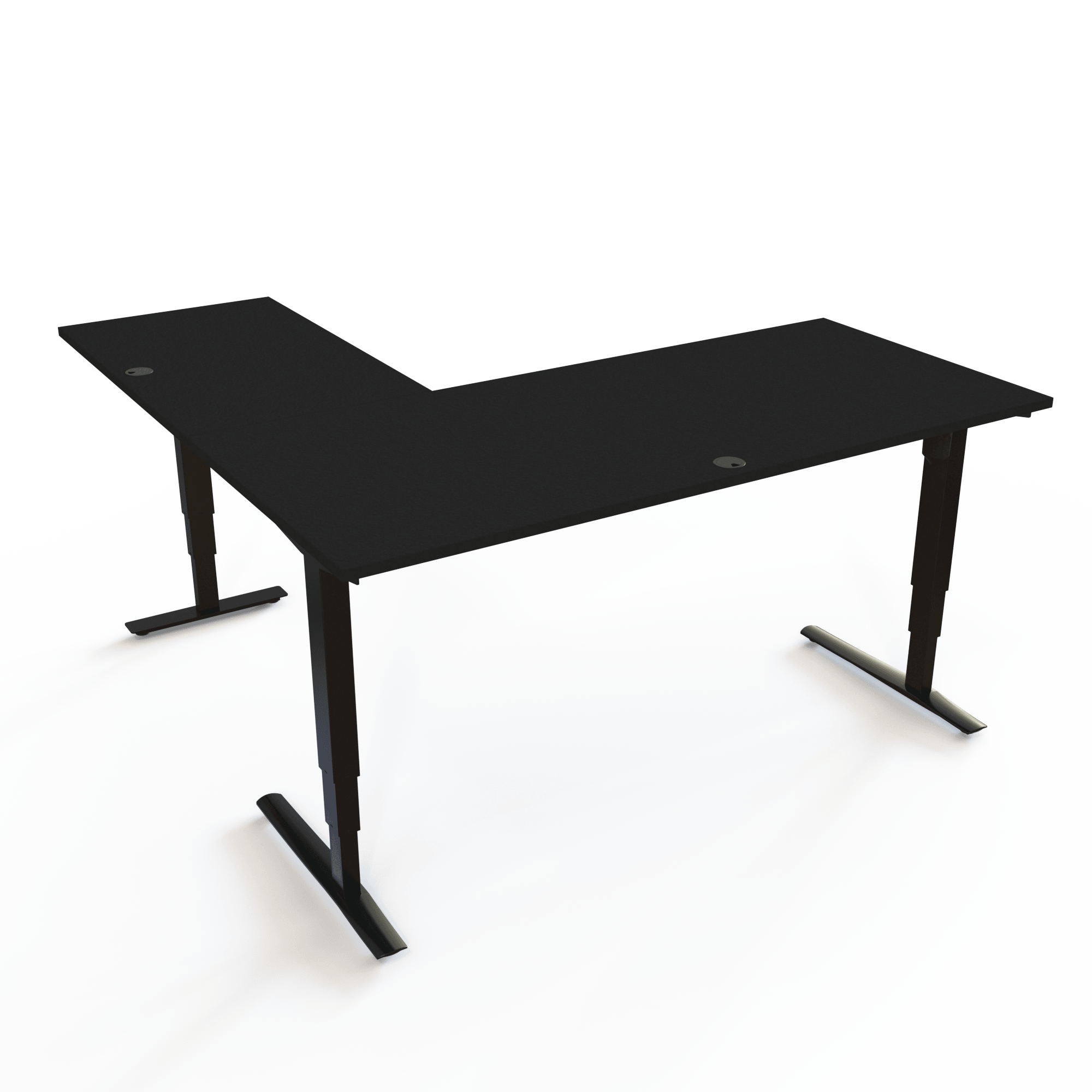Ergonomic desk | 180x180 cm | Black  with black frame