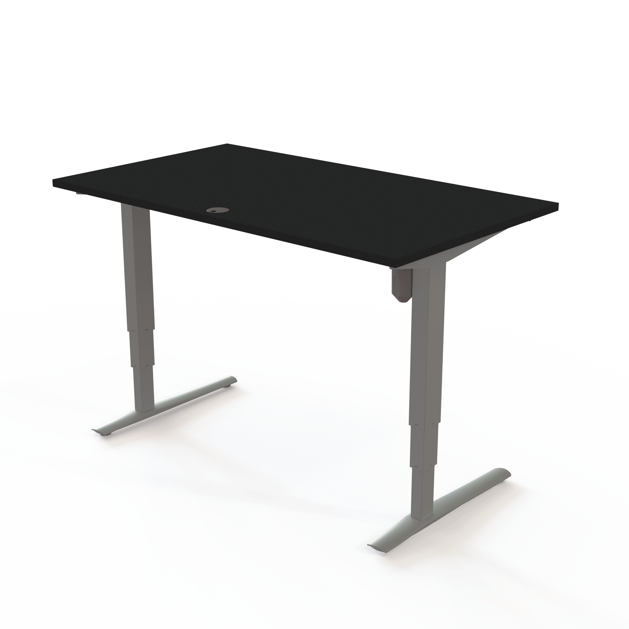 Ergonomic desk | 140x80 cm | Black  with silver frame