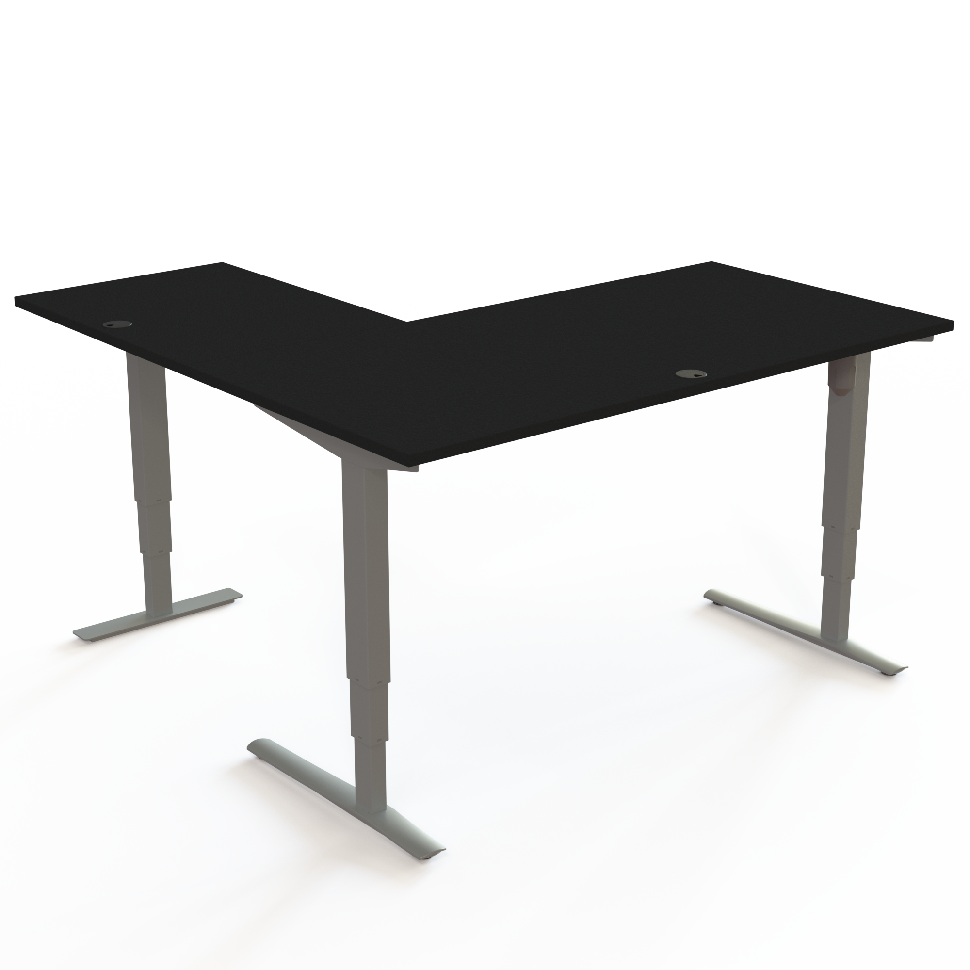 Electric Adjustable Desk | 160x160 cm | Black  with silver frame