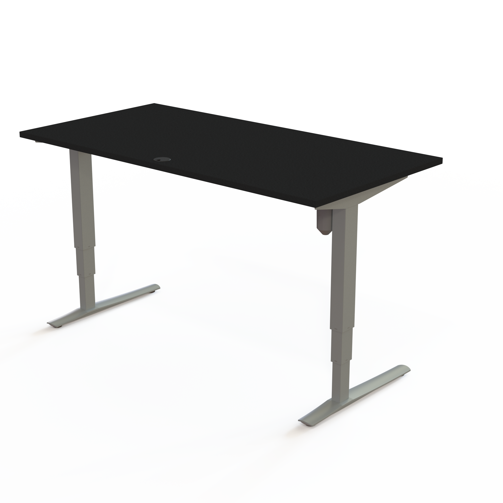 Electric Adjustable Desk | 160x80 cm | Black  with silver frame