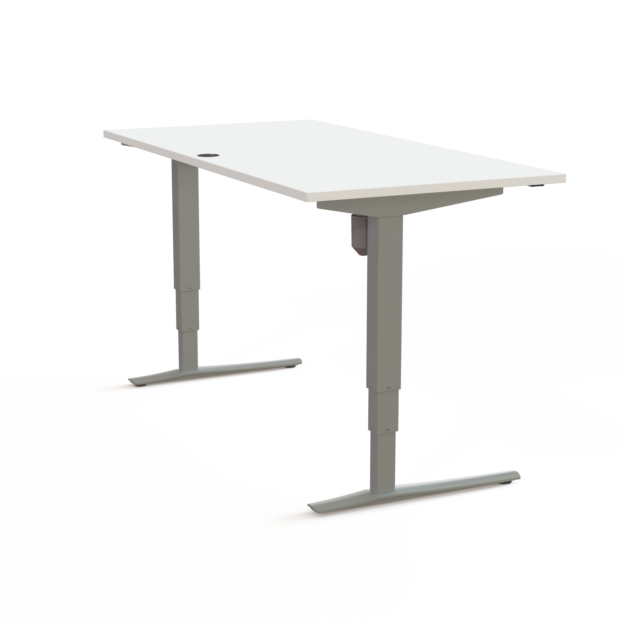 Electric Adjustable Desk | 160x80 cm | White with silver frame