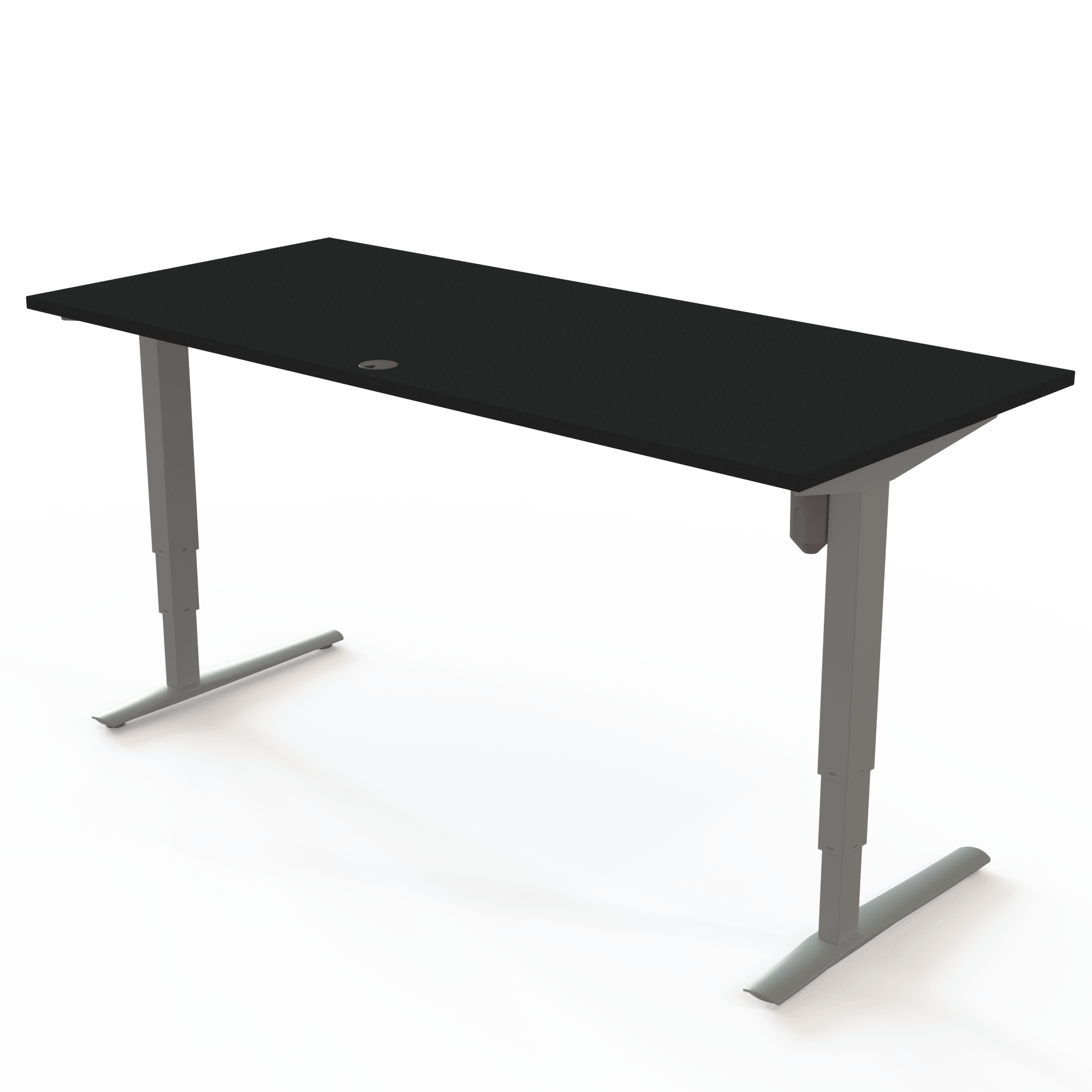 Ergonomic desk | 180x80 cm | Black  with silver frame