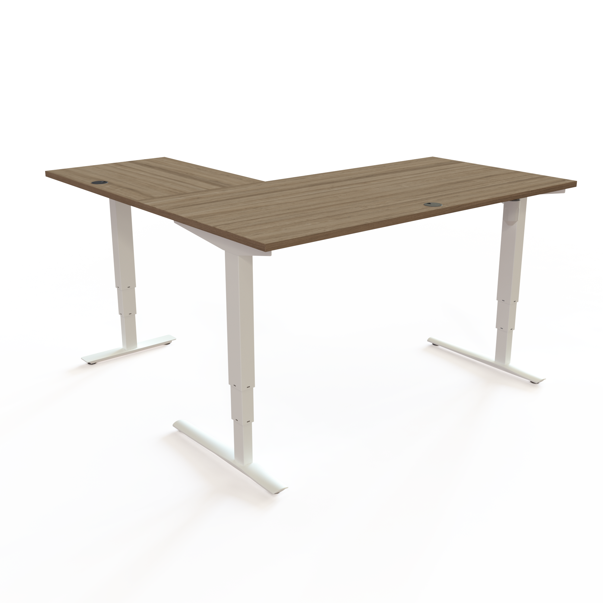 Electric Adjustable Desk | 160x160 cm | Walnut with white frame