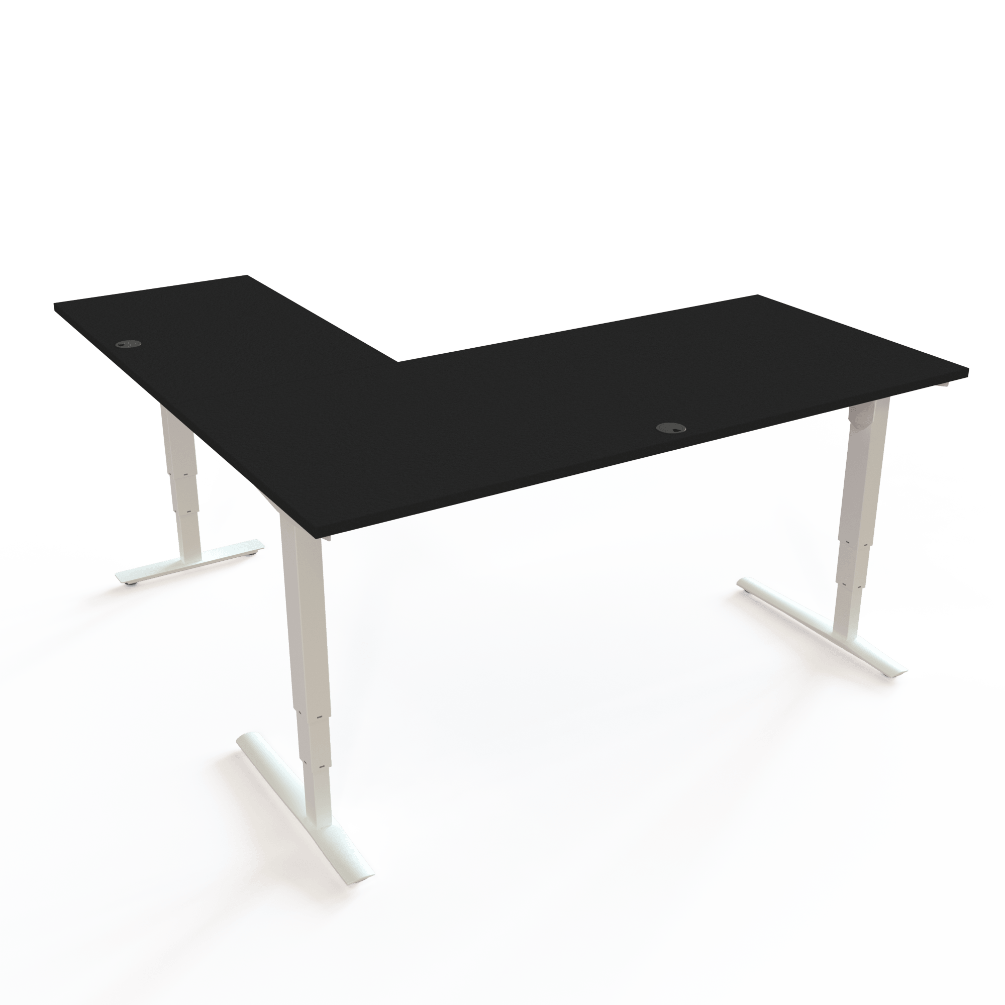 Ergonomic desk | 180x180 cm | Black  with white frame
