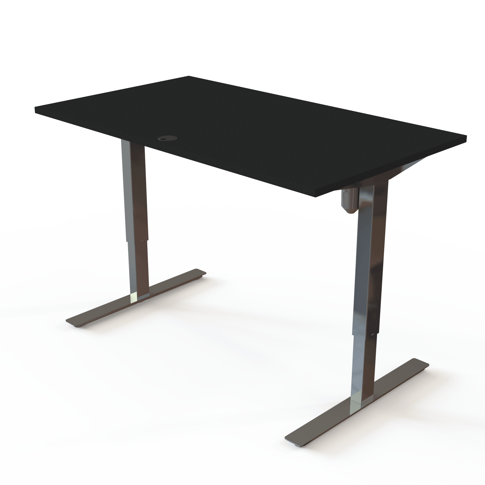 Ergonomic desk | 140x80 cm | Black  with chrome frame