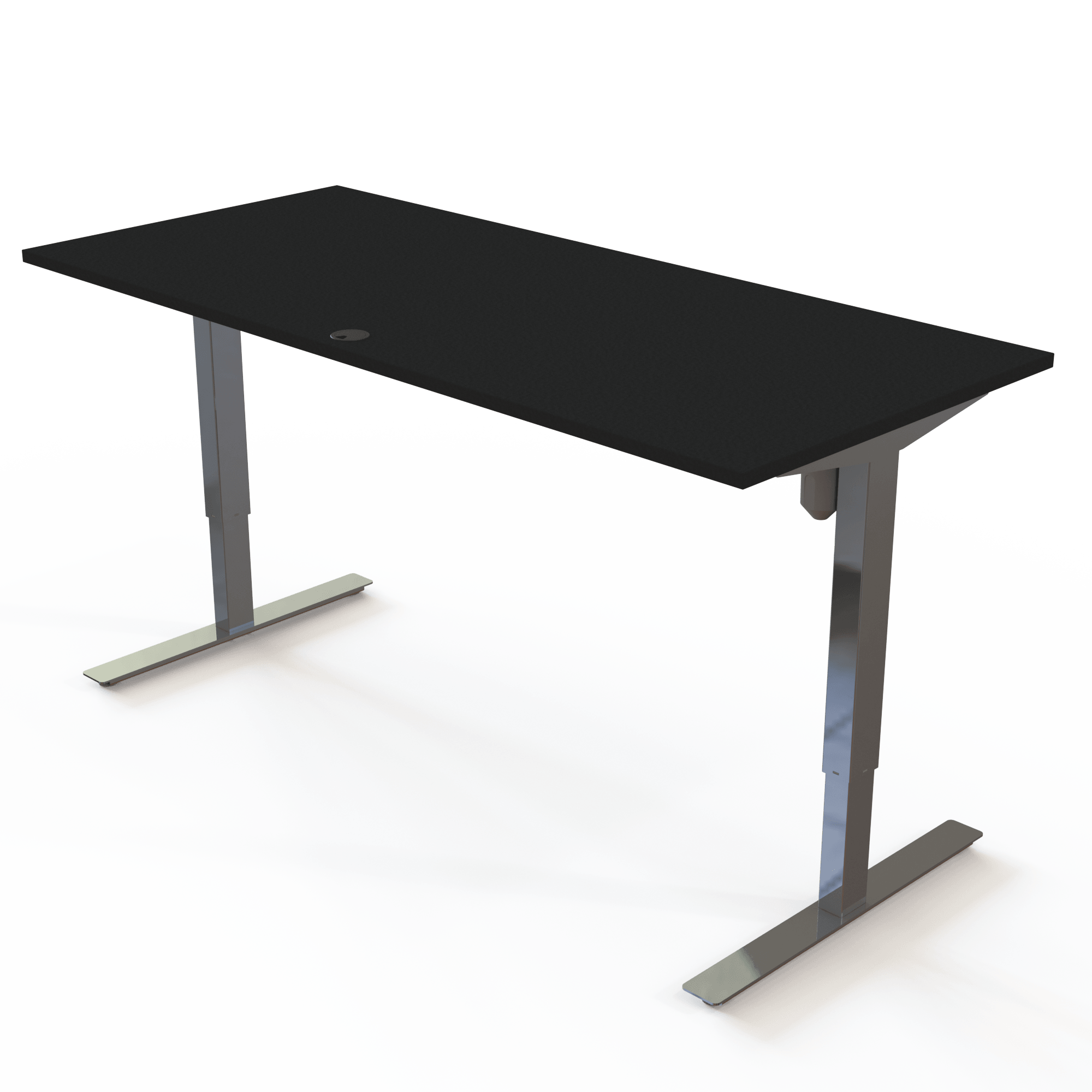 Ergonomic desk | 180x80 cm | Black  with chrome frame