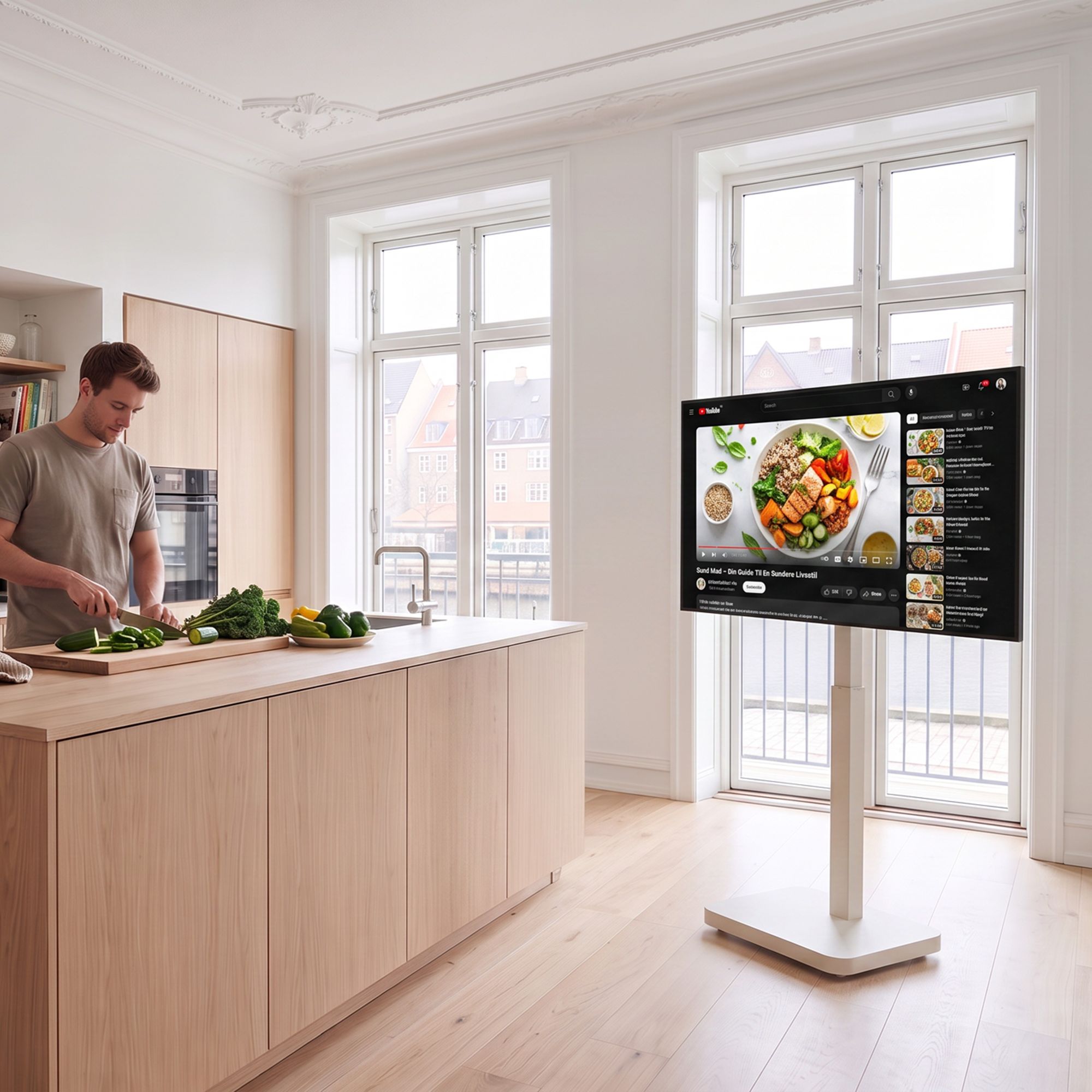 TV Stand on wheels with 880mm electric height adjustment. HOME