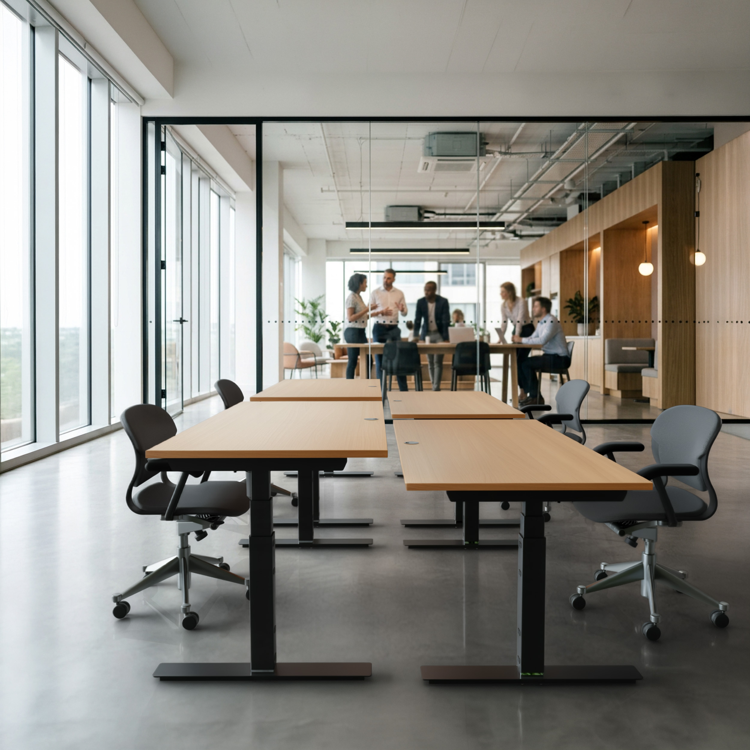 Ergonomic desk | 100x80 cm | Beech with black frame