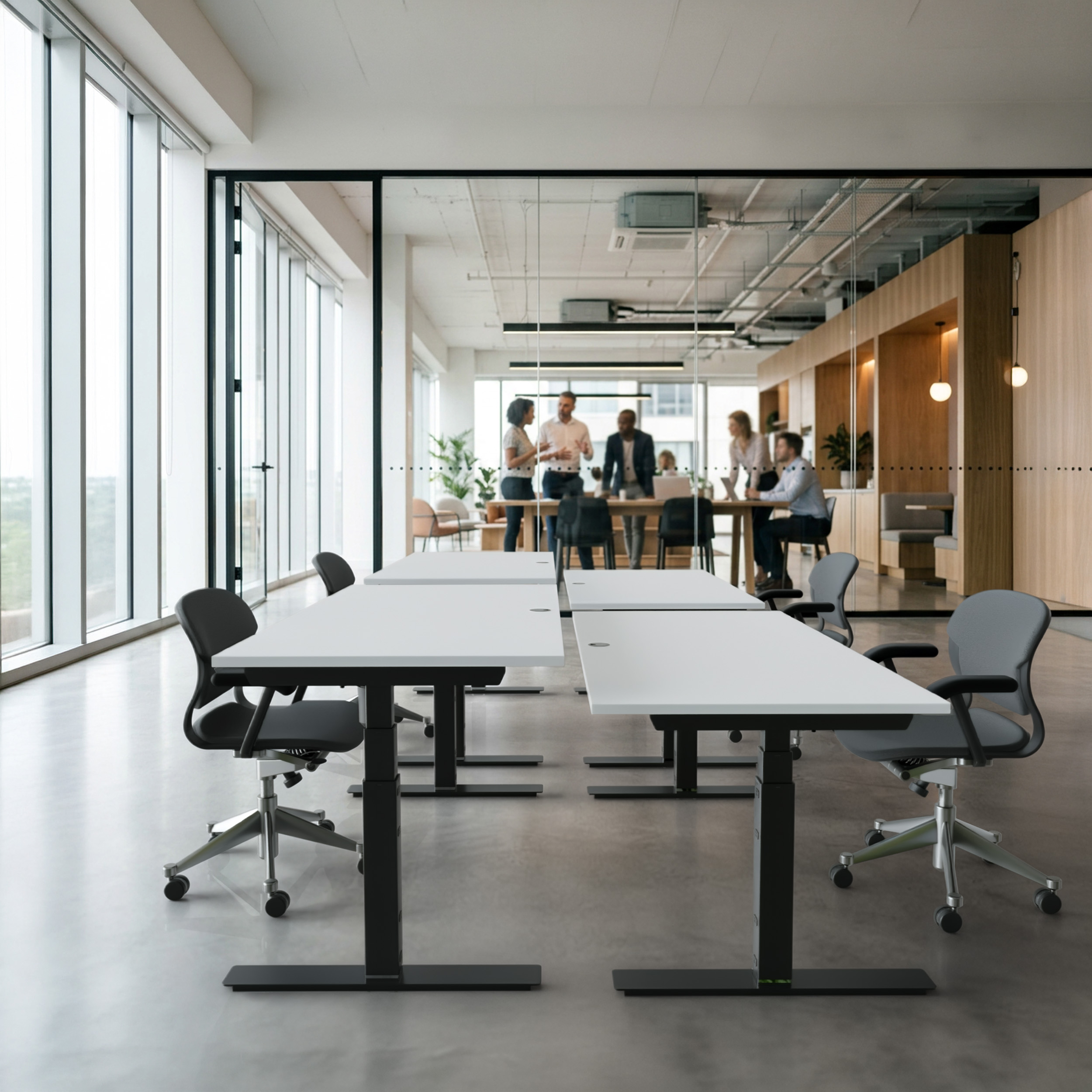 Ergonomic desk | 100x80 cm | White with black frame