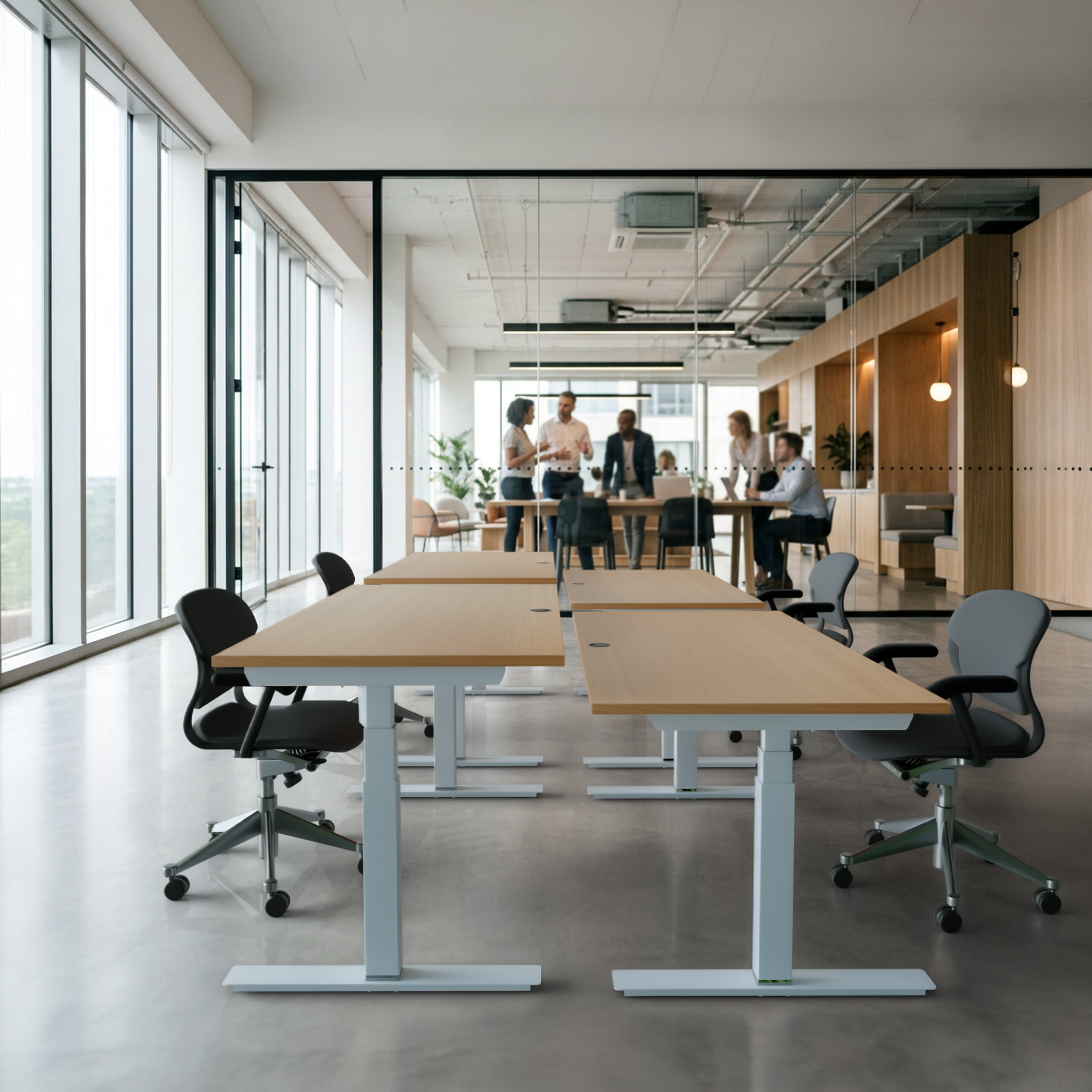 Ergonomic desk | 100x80 cm | Beech with white frame
