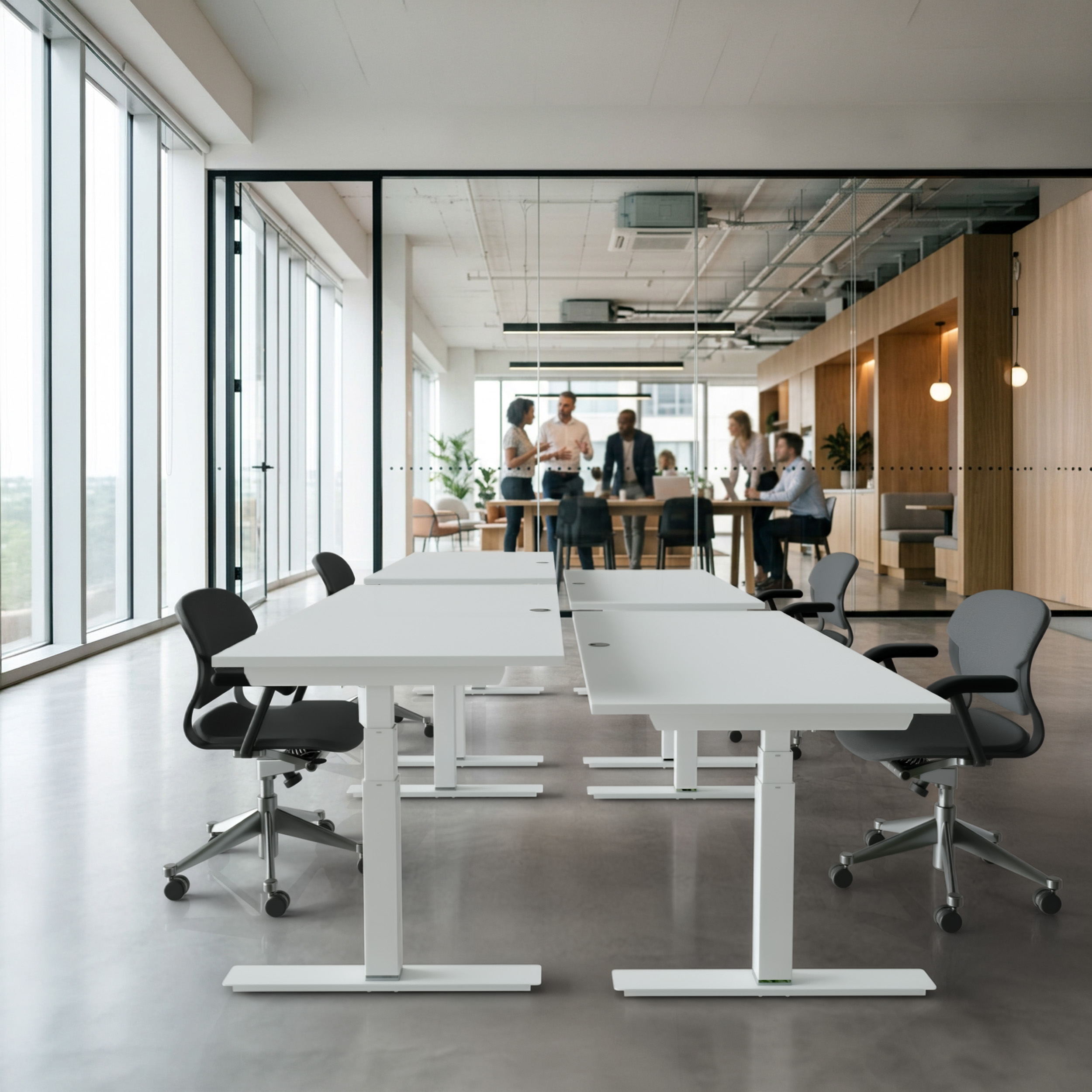 Ergonomic desk | 100x80 cm | White with white frame