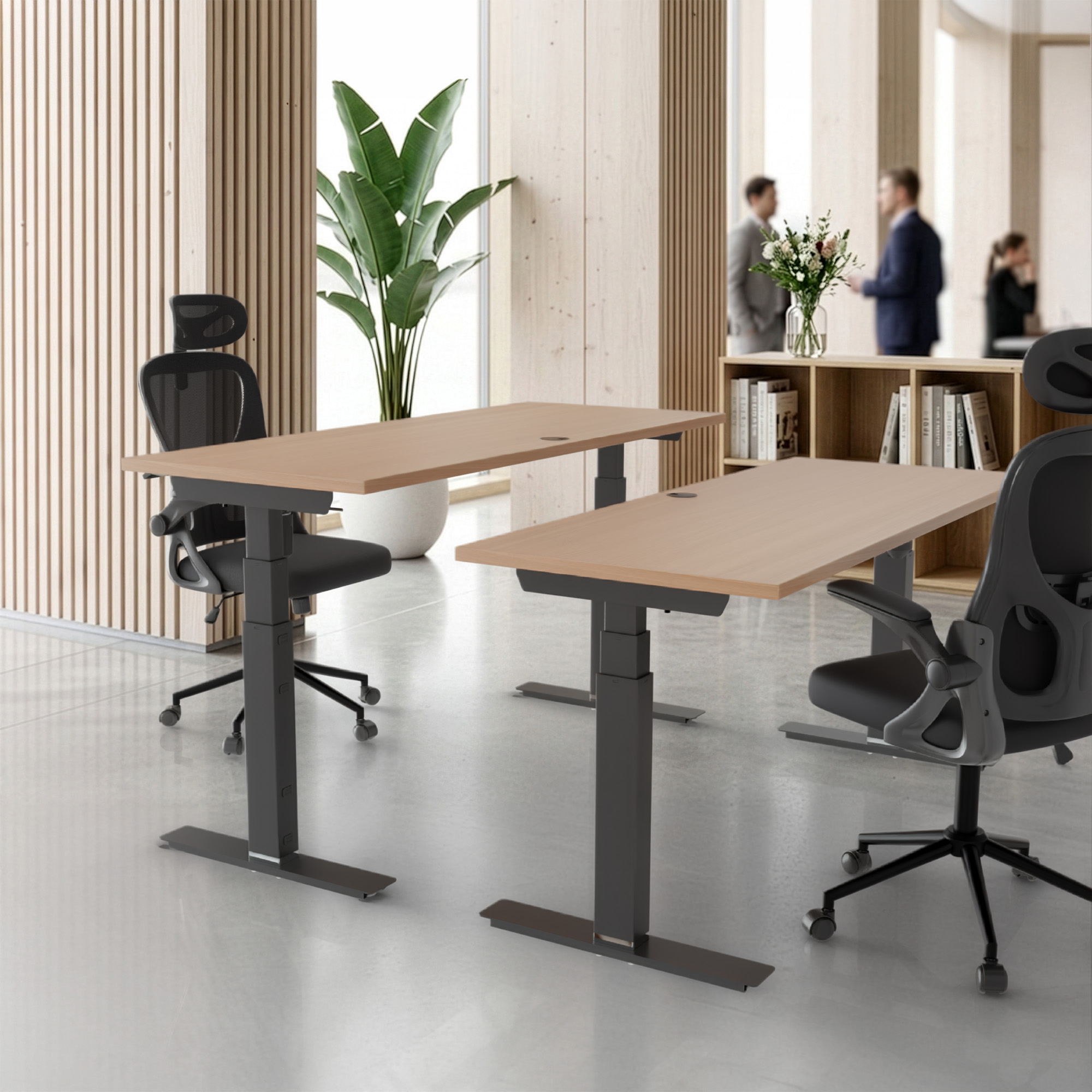 Ergonomic desk | 120x60 cm | Beech with black frame