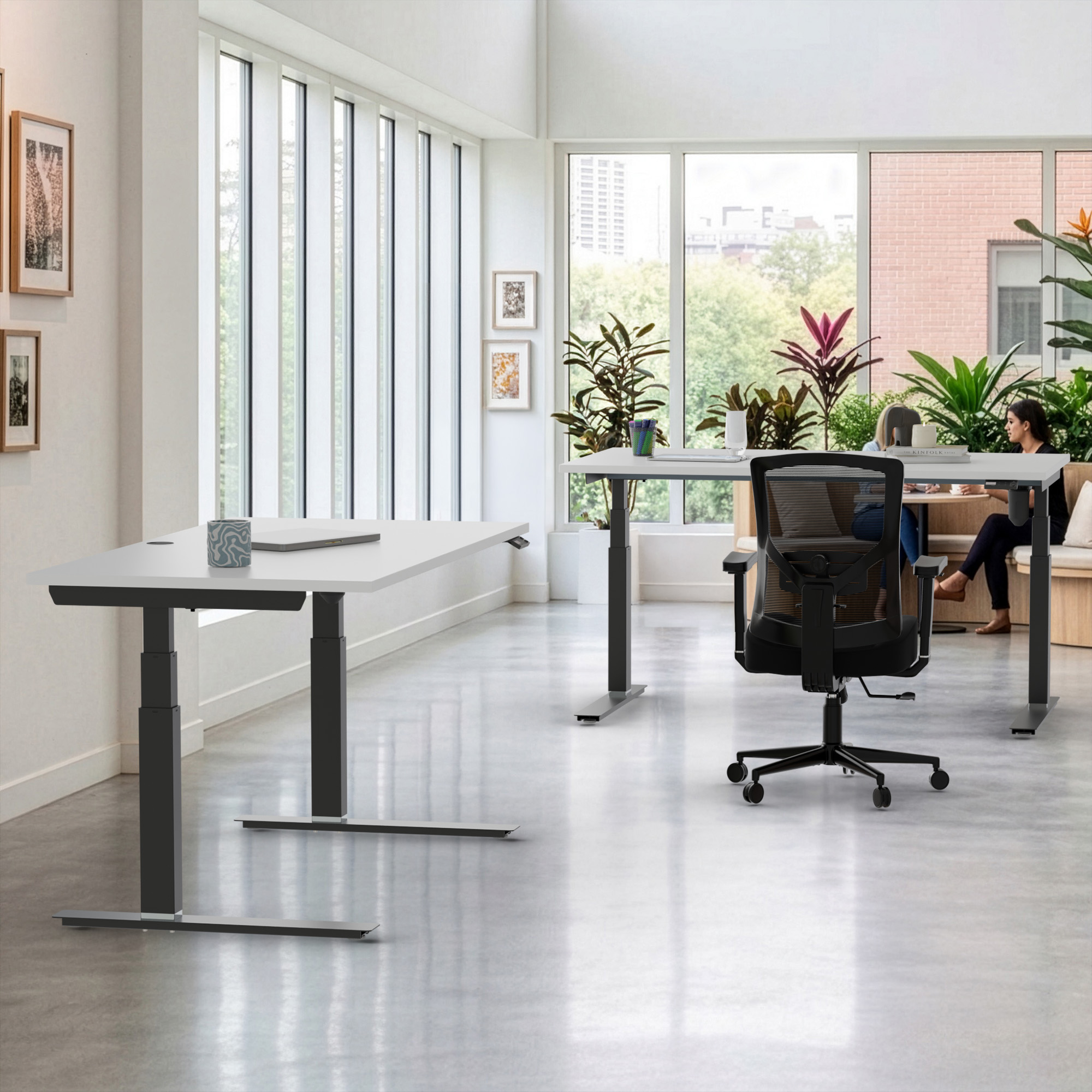 Ergonomic desk | 100x80 cm | White with black frame