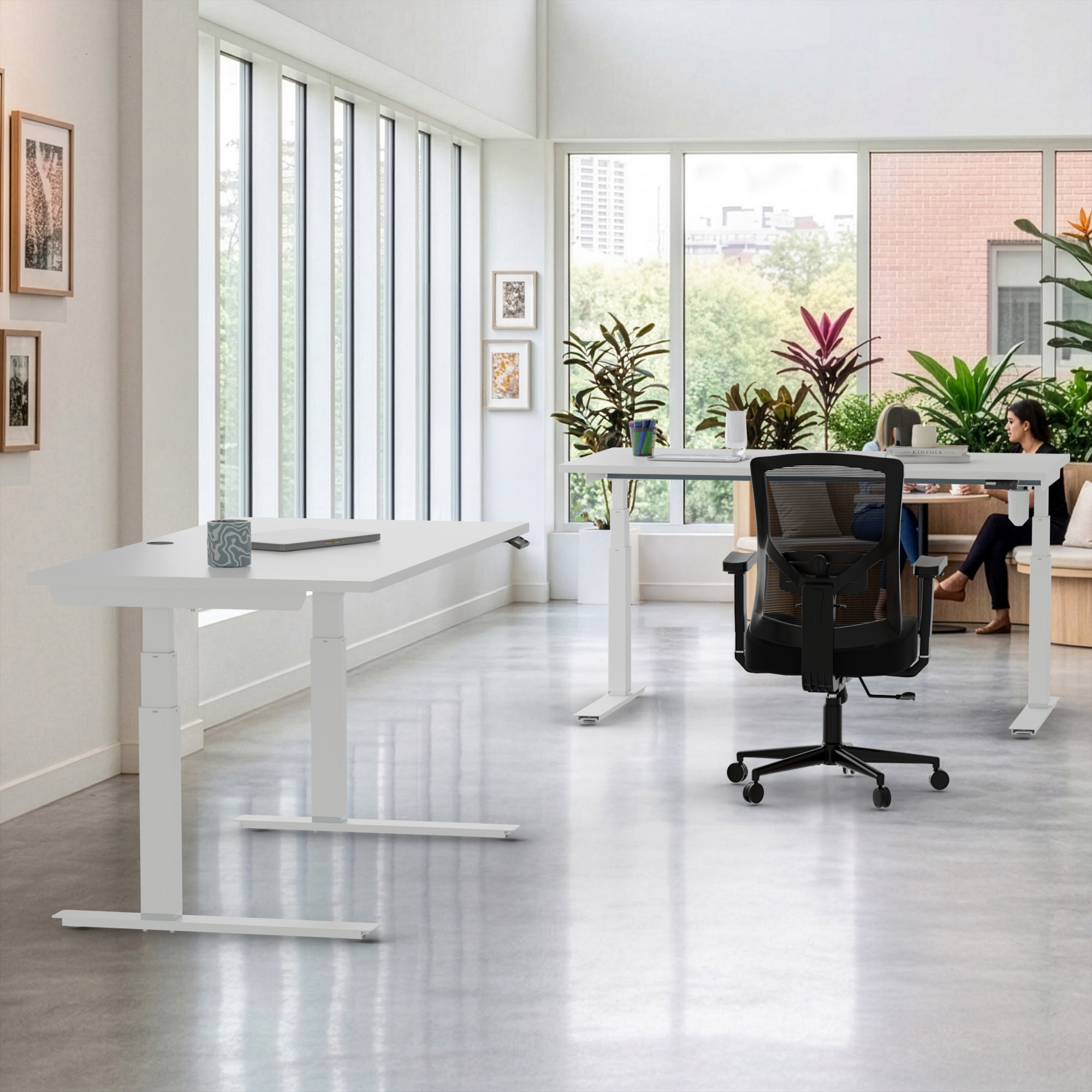 Ergonomic desk | 100x80 cm | White with white frame