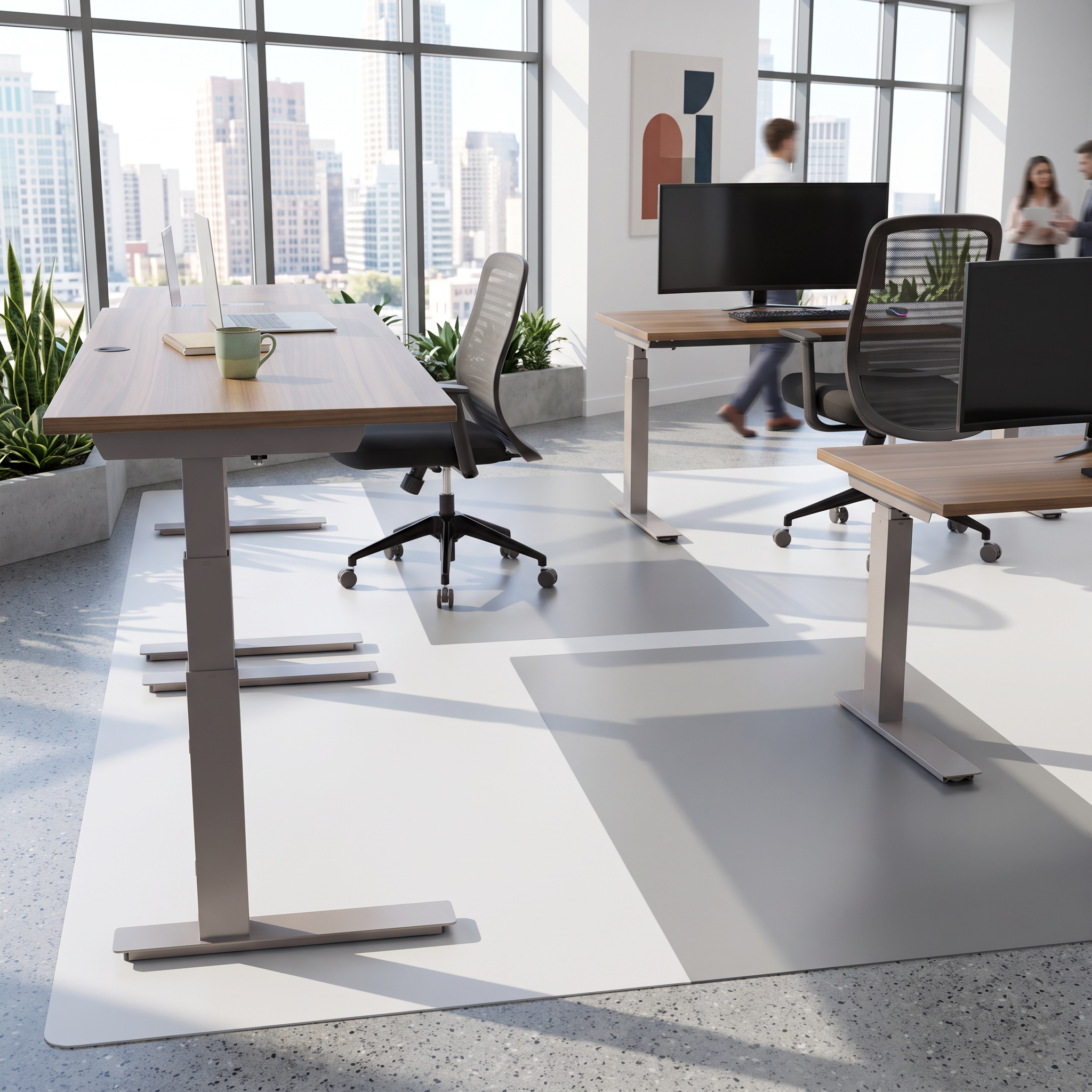 Ergonomic desk | 100x60 cm | Walnut with silver frame