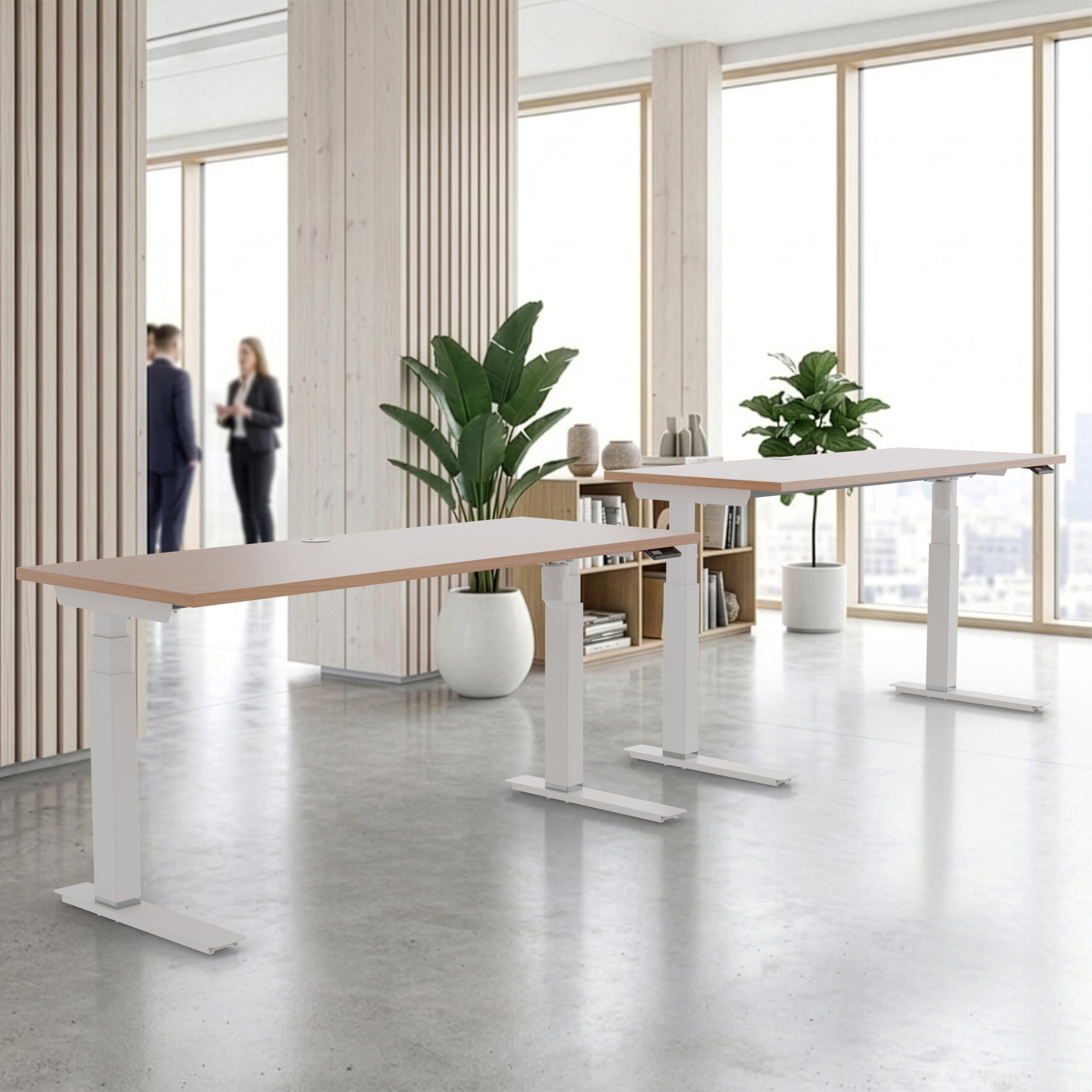 Ergonomic desk | 120x60 cm | Beech with white frame