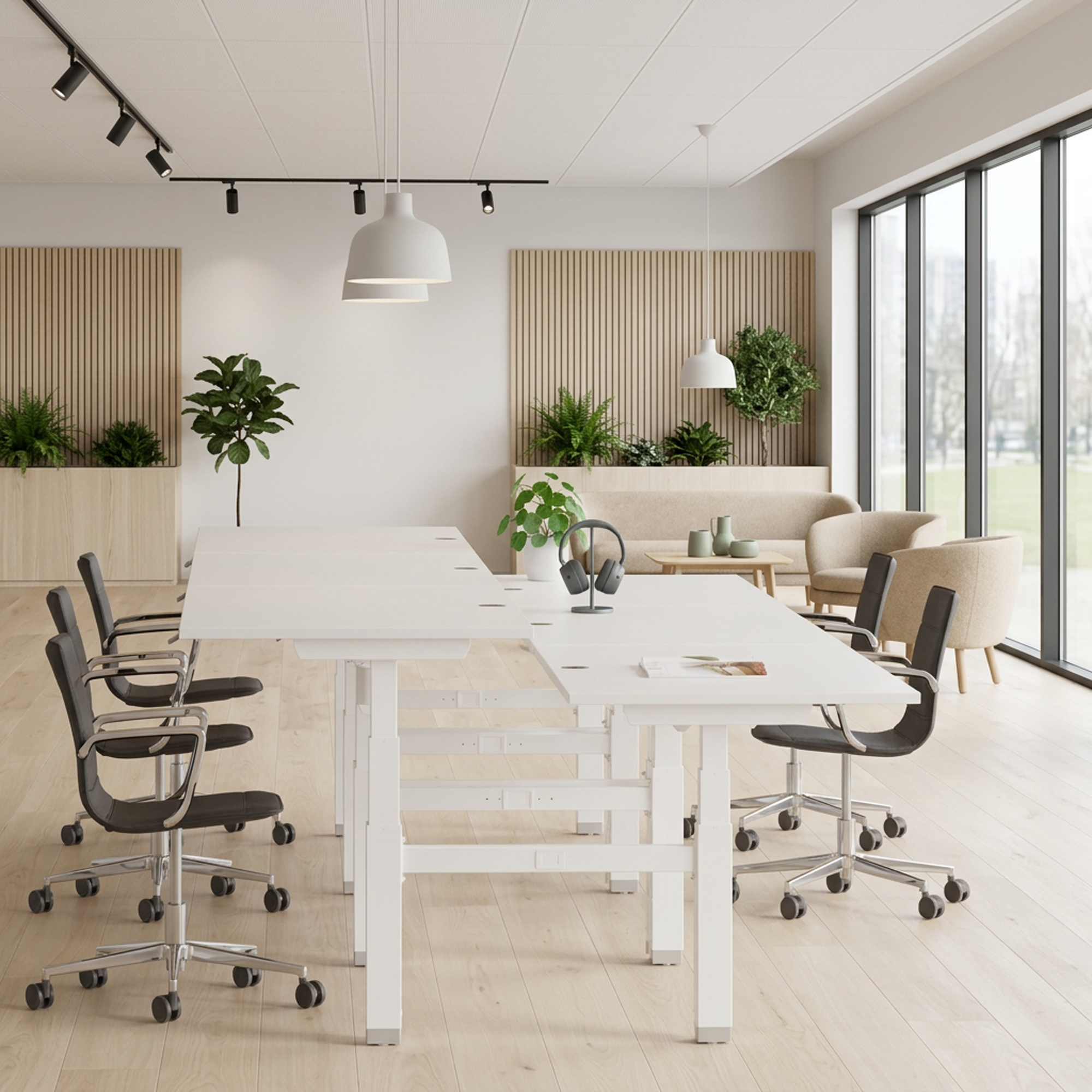 Ergonomic desk | 140x80 cm | White with white frame