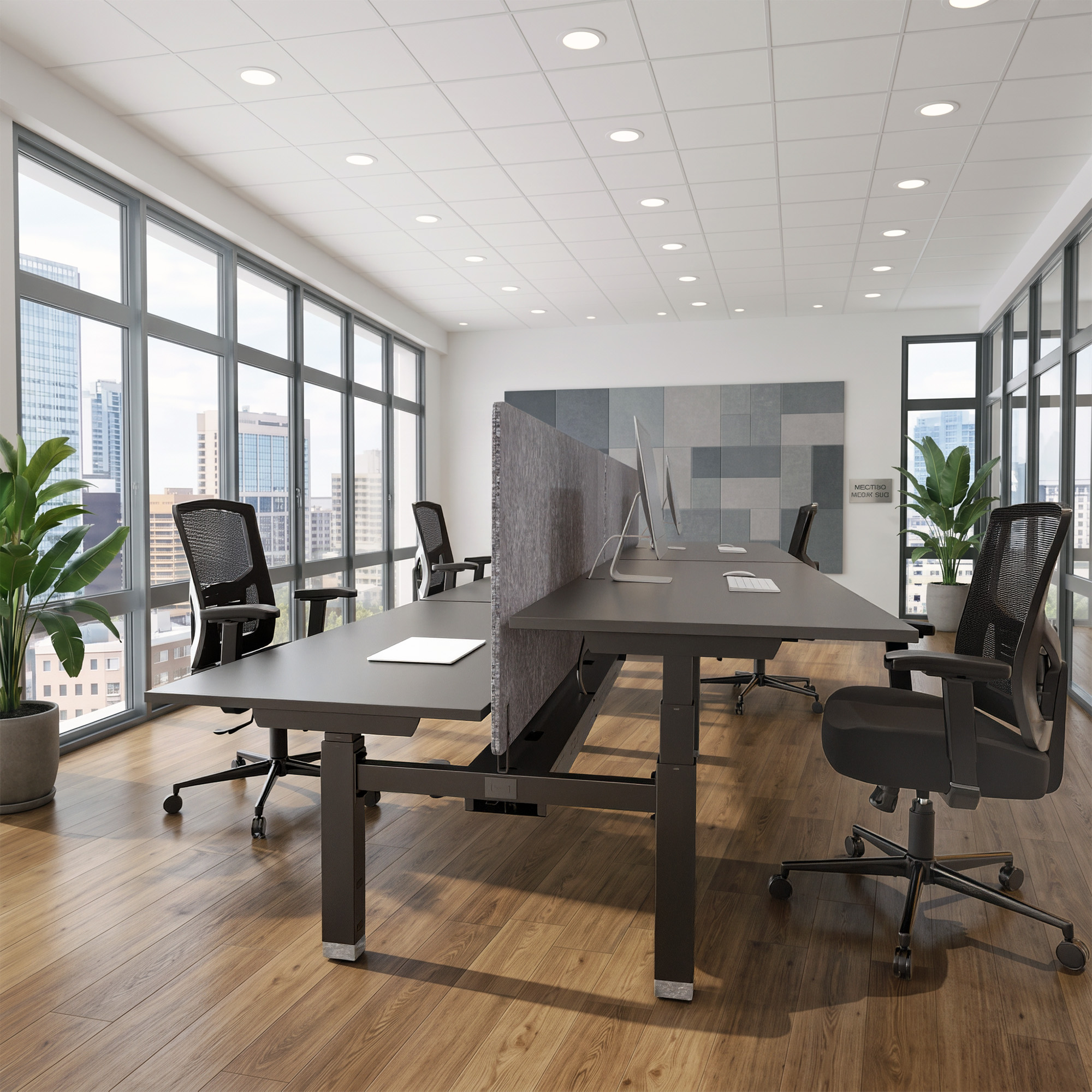 Ergonomic desk | 120x80 cm | Black  with black frame