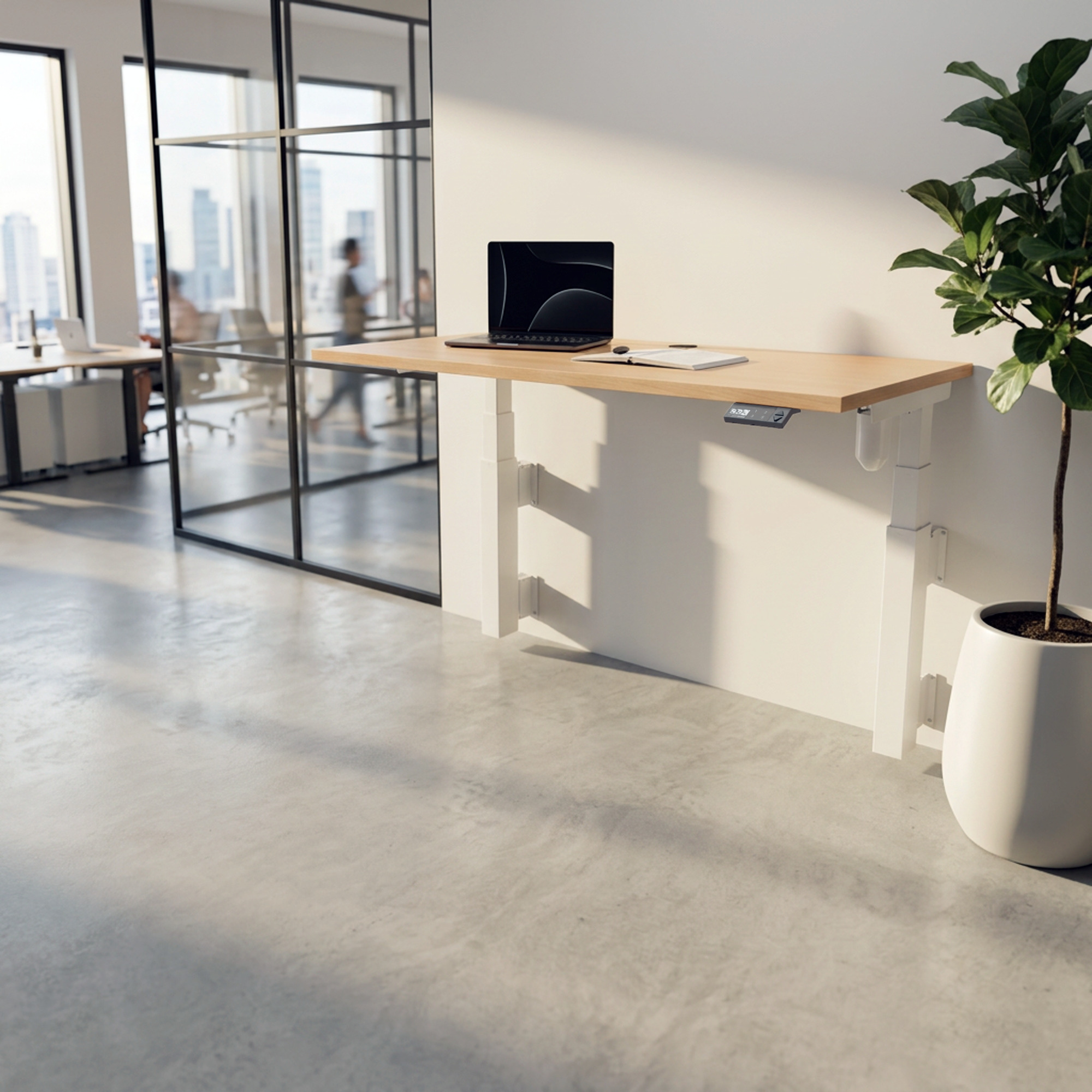 Ergonomic desk | 120x80 cm | Beech with white frame