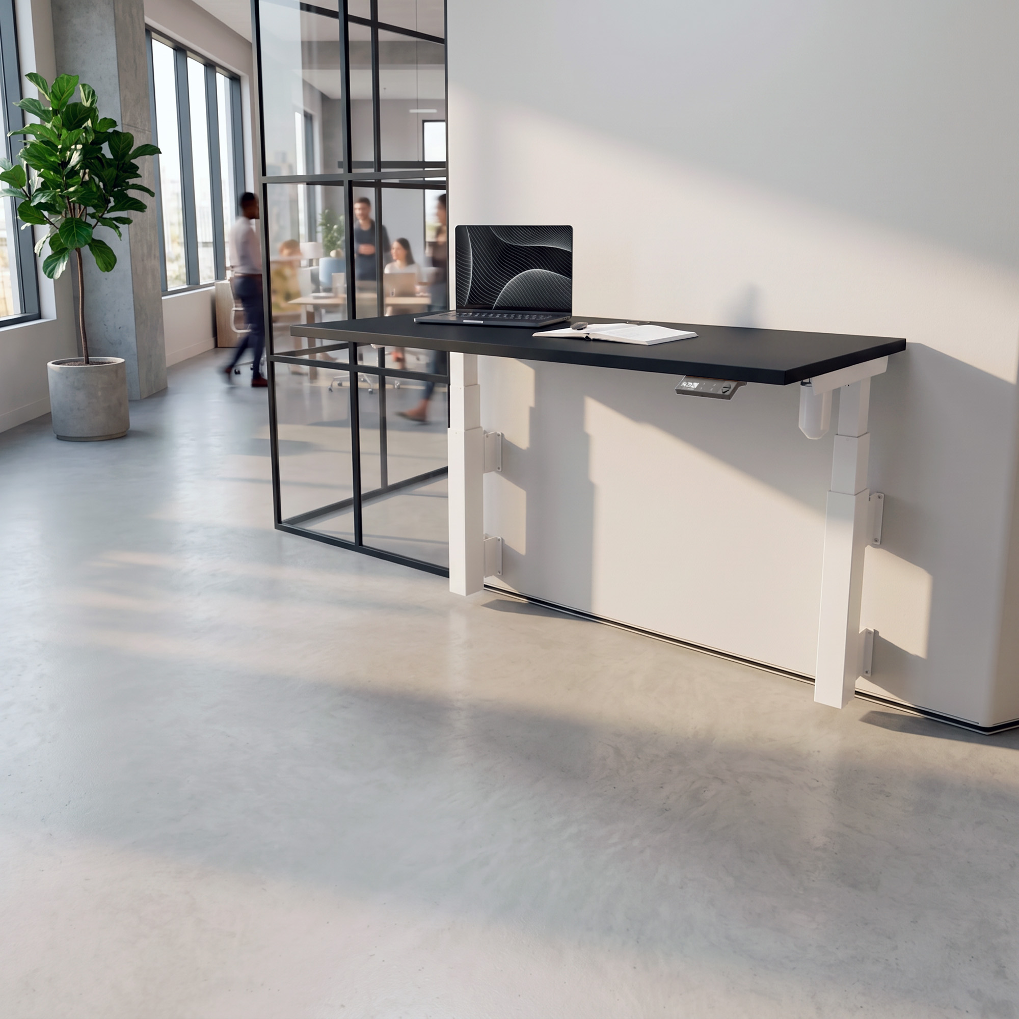 Ergonomic desk | 120x80 cm | Black  with white frame