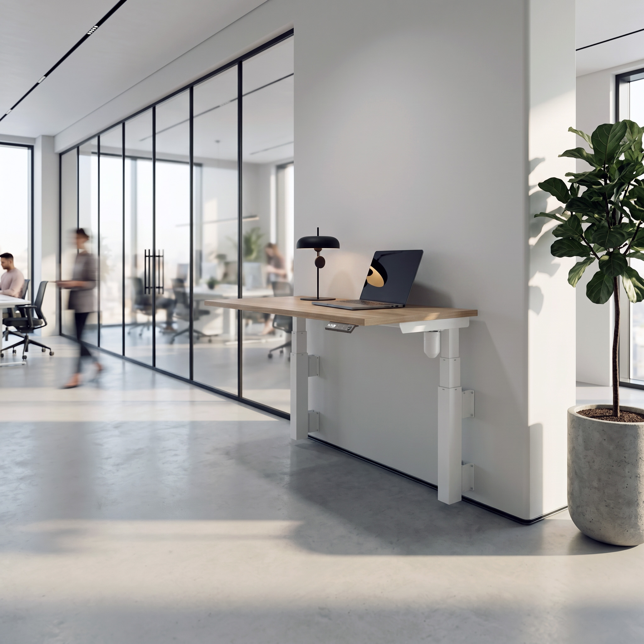 Ergonomic desk | 120x60 cm | Walnut with white frame