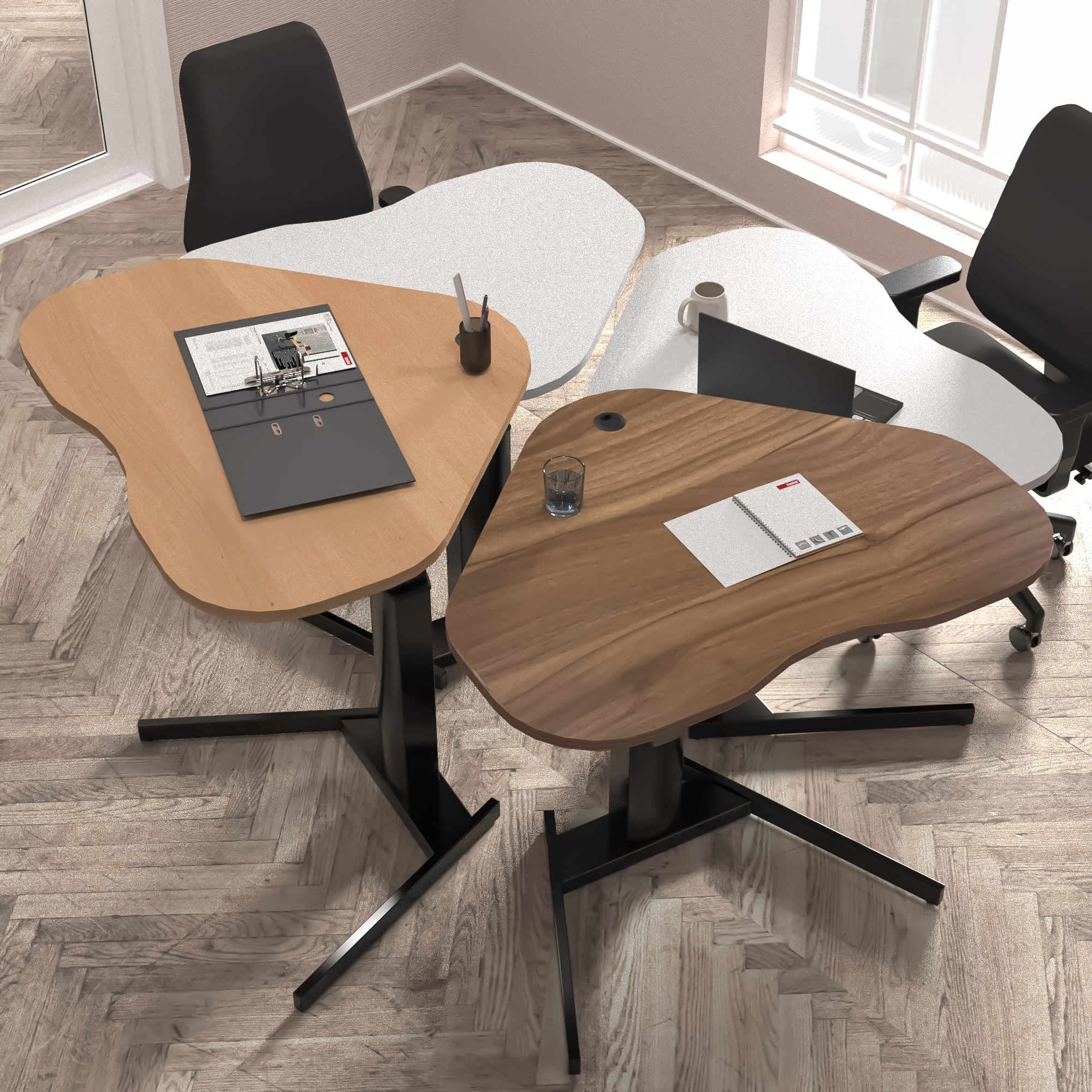 Electric Adjustable Desk | 117x90 cm | Beech with black frame