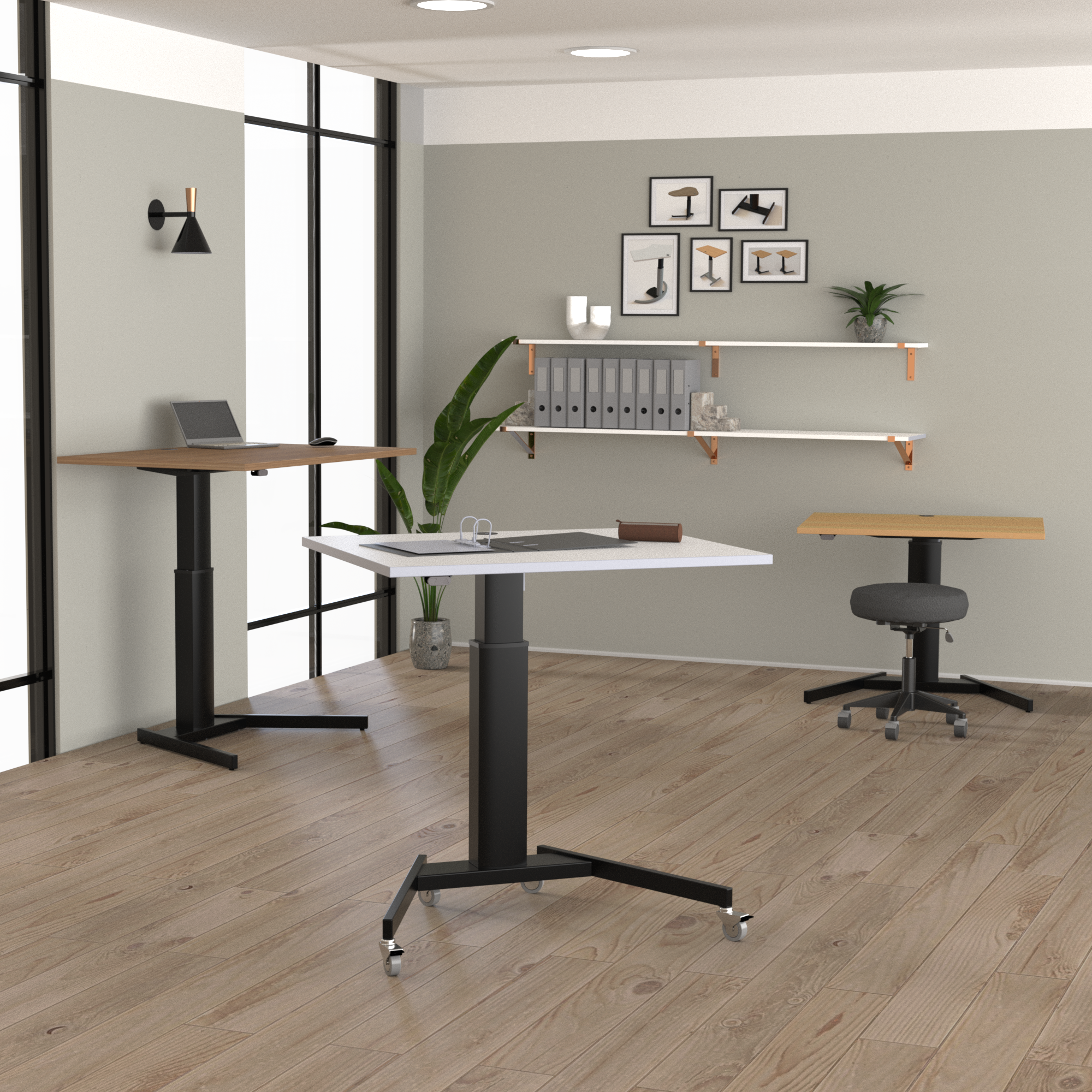 Electric Adjustable Desk | 120x80 cm | Walnut with black frame