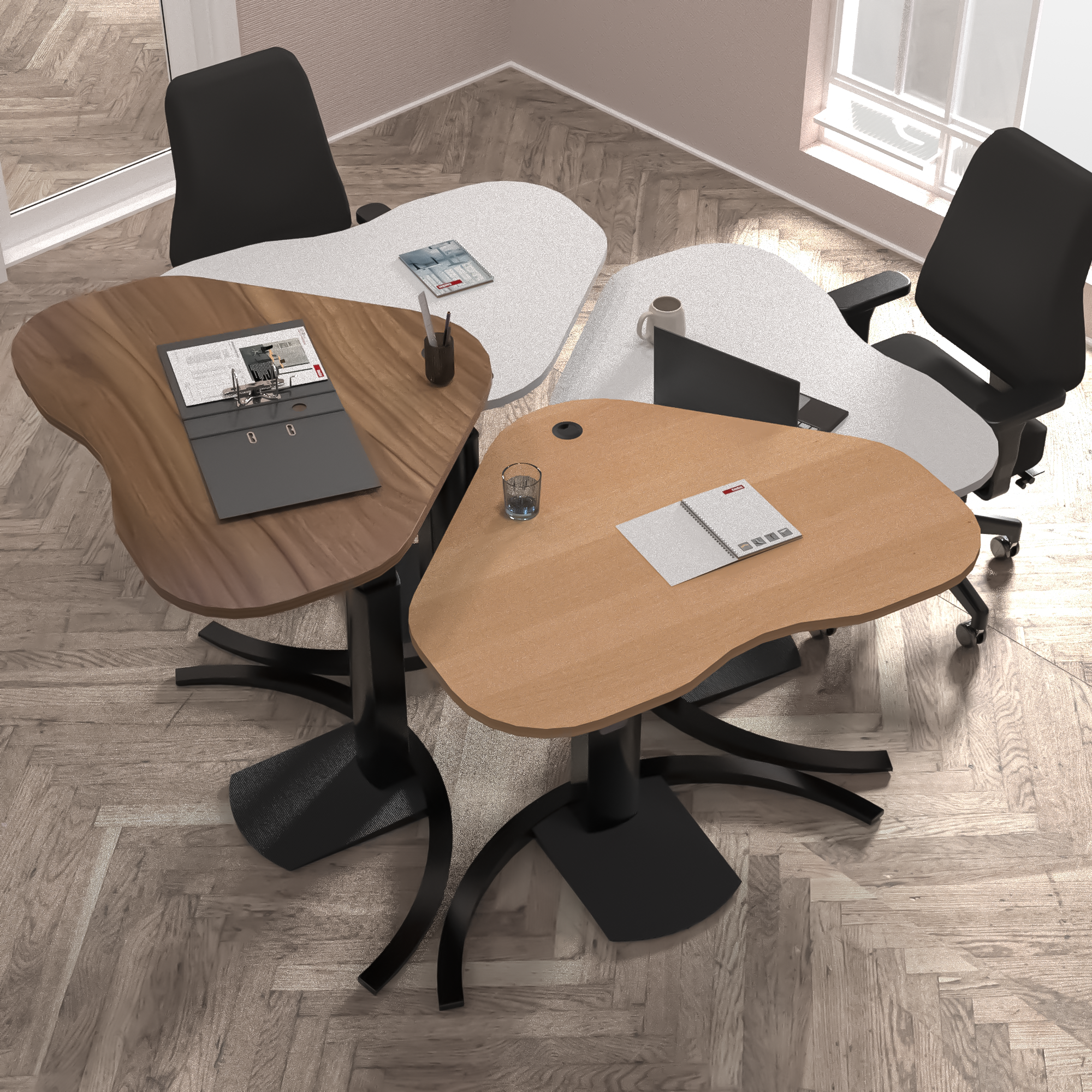 Electric Adjustable Desk | 117x90 cm | Beech with black frame