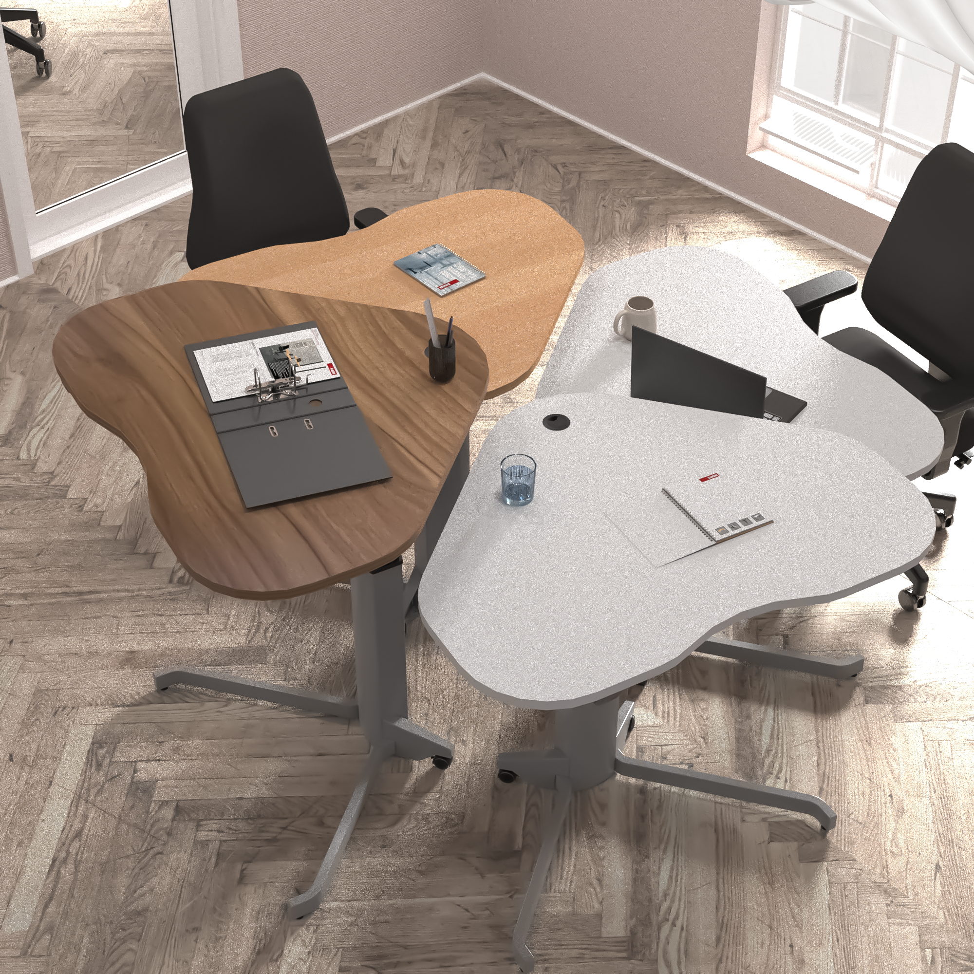 Electric Adjustable Desk | 117x90 cm | White with silver frame