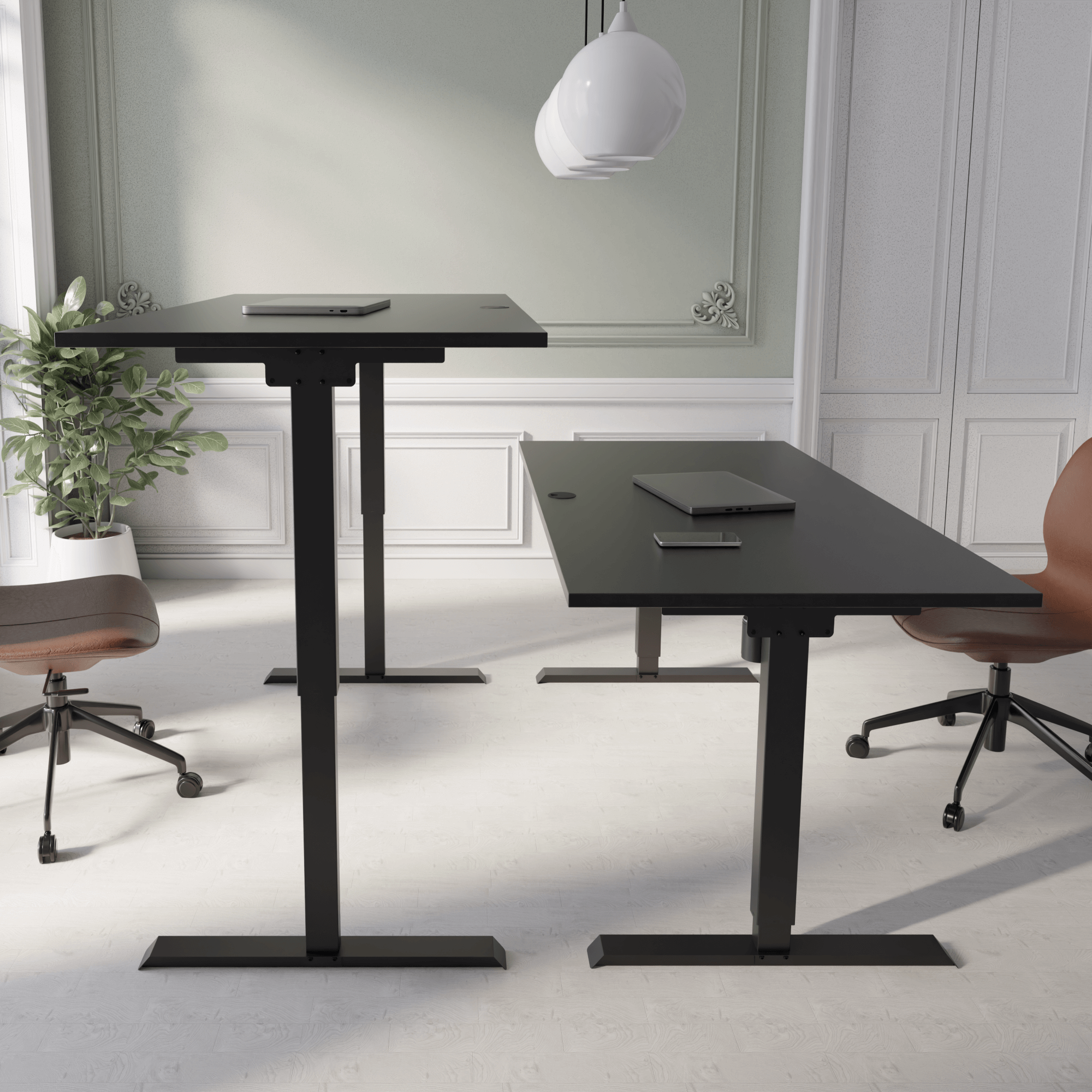 Electric Adjustable Desk | 160x80 cm | Black  with black frame