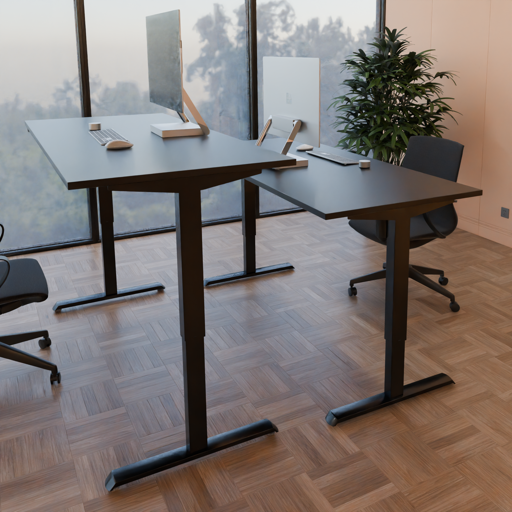 Electric Adjustable Desk | 160x80 cm | Black  with black frame